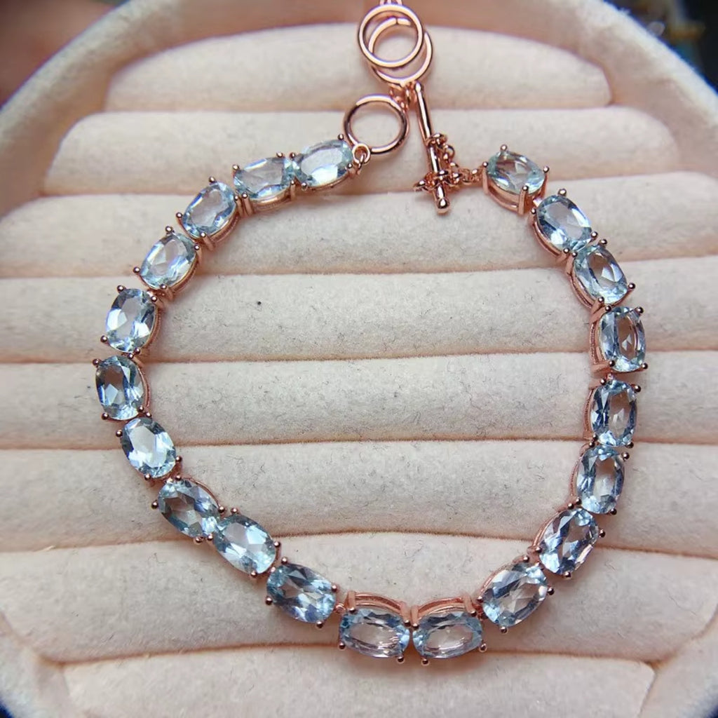 Aquamarine, Aquamarine Jewelry, Natural Aquamarine, Aquamarine Bracelet, Aquamarine Tennis Bracelet, Sterling Silver Aquamarine Bracelet, Natural Aquamarine Bracelet, Aquamarine Jewelry For Women, March Birthstone, March Birthstone Aquamarine, Aquamarine Gemstone, Aquamarine Jewelry For Women, 