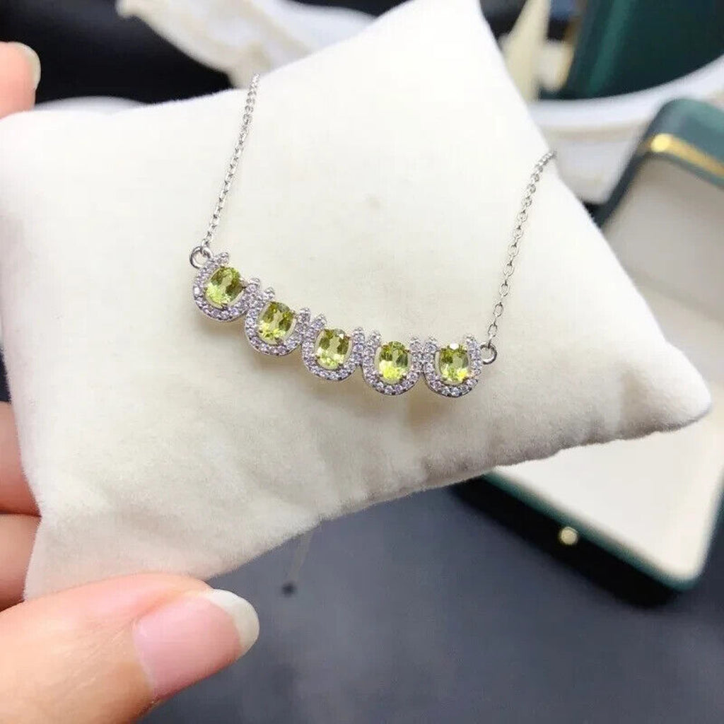 Peridot Birthstone Clavicle Chain Necklace 3x4mm