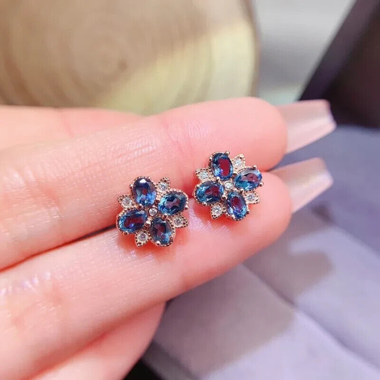 London Blue Topaz Flower Cluster Stud Earrings, Sterling Silver London Blue Topaz Earrings, London Blue Topaz Stud Earrings, December Birthstone London Blue Topaz, London Blue Topaz Earrings, London Blue Topaz Stud Earrings, Women's London Blue Topaz Earrings, London Blue Topaz Jewelry, Natural London Blue Topaz Gemstone Jewelry Set, Women's London Blue Topaz Earrings, London Blue Topaz Ring, London Blue Topaz Stud Earrings, London Blue Topaz Earrings, Women's London Blue Topaz Jewelry