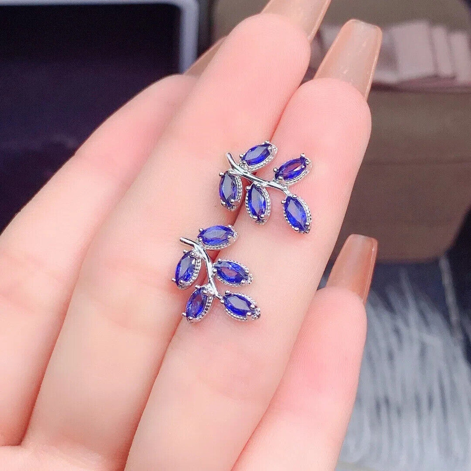 Sapphire Earrings, Natural Sapphire Stud Earrings, Sapphire Stud Earrings, Sterling Silver Sapphire Earrings, Sapphire, Natural Sapphire Earrings, 925 Sterling Silver, Blue Sapphire Earrings, Natural Blue Sapphire Earrings, Natural Blue Sapphire, Blue Sapphire, Bright Blue Sapphire, 925 Sterling Silver, Sapphire Earrings, Dainty, Dainty Stud Earrings, Dainty Sapphire Earrings, Women’s Sapphire Earrings, Anniversary Gift Sapphire, Sapphire September Birthstone, September Birthstone Sapphire