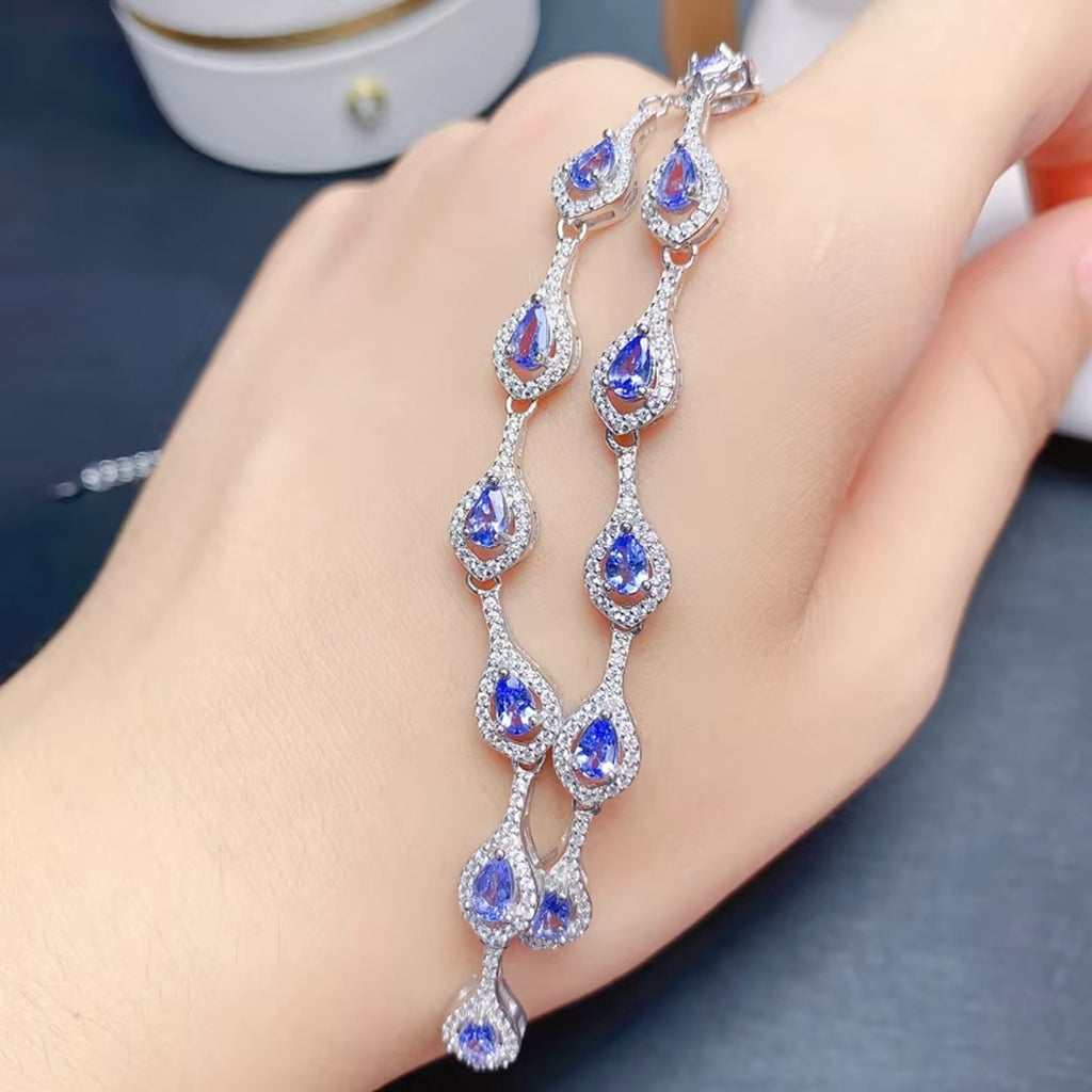 Purple Tanzanite Necklace, Tanzanite Clavicle Chain Necklace Sterling Silver