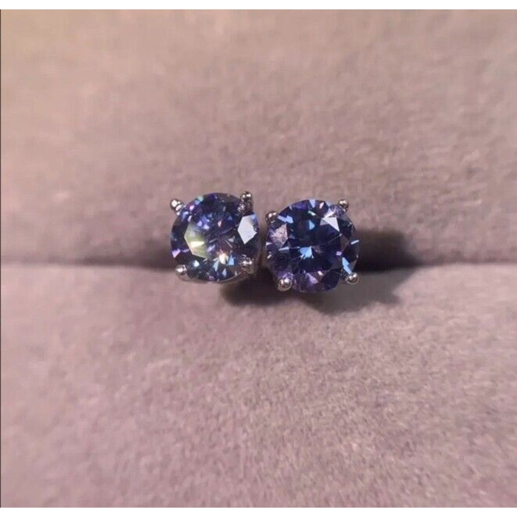 VVS1 1 CT Royal Blue Moissanite Stud Earrings