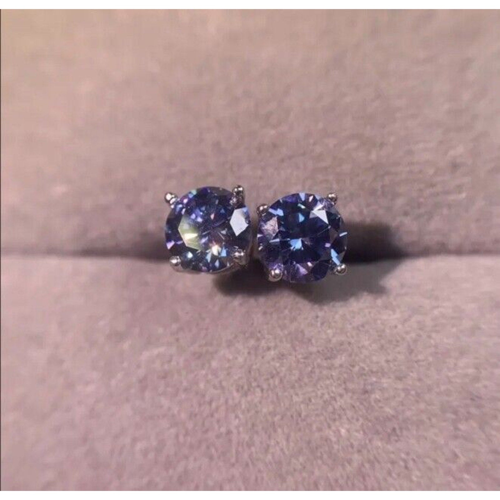 VVS1 1 CT Royal Blue Moissanite Stud Earrings