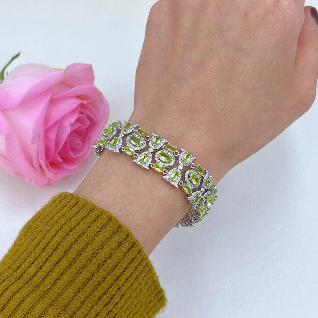 Women's Peridot Multilayer Tennis Bracelet, Natural Peridot Bracelet