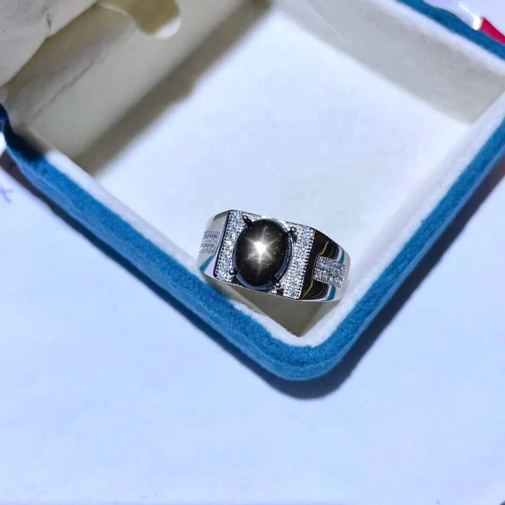 Star Sapphire, Men's Star Sapphire Ring, Star Light Sapphire Ring 8x10mm 3CT