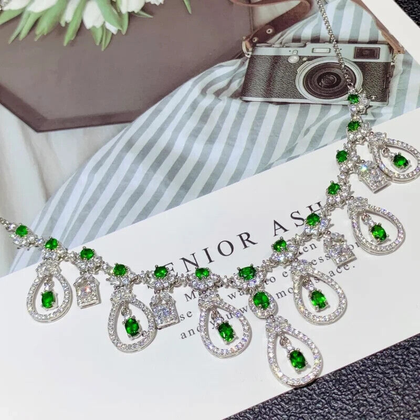 Chrome Diopside Statement Necklace, Chrome Diopside Collar Bib Necklace