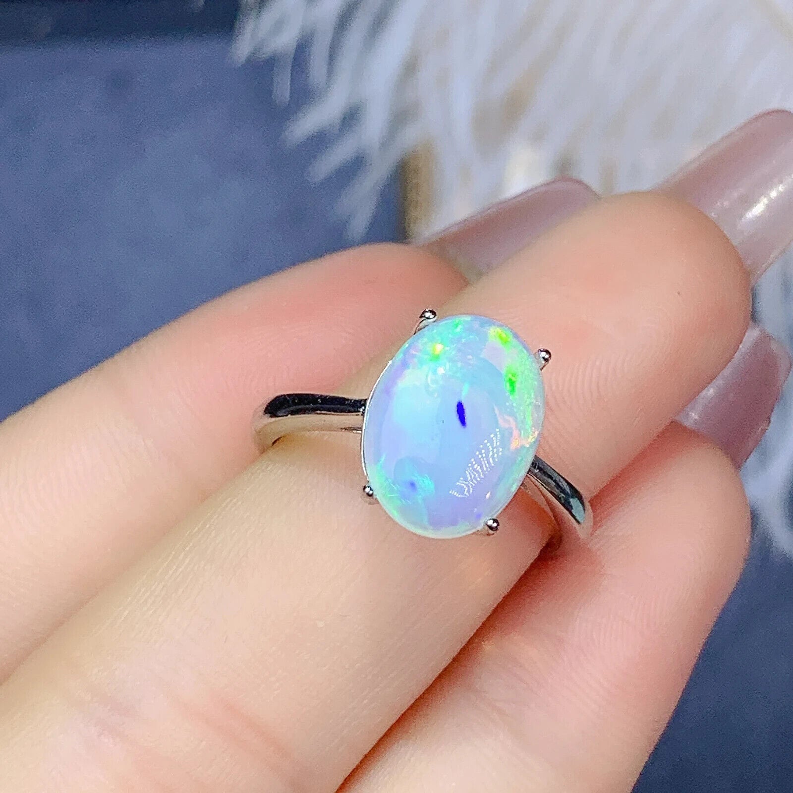 Natural Fire Opal Gemstone Ring, Women'sSterling Silver Opal Rings