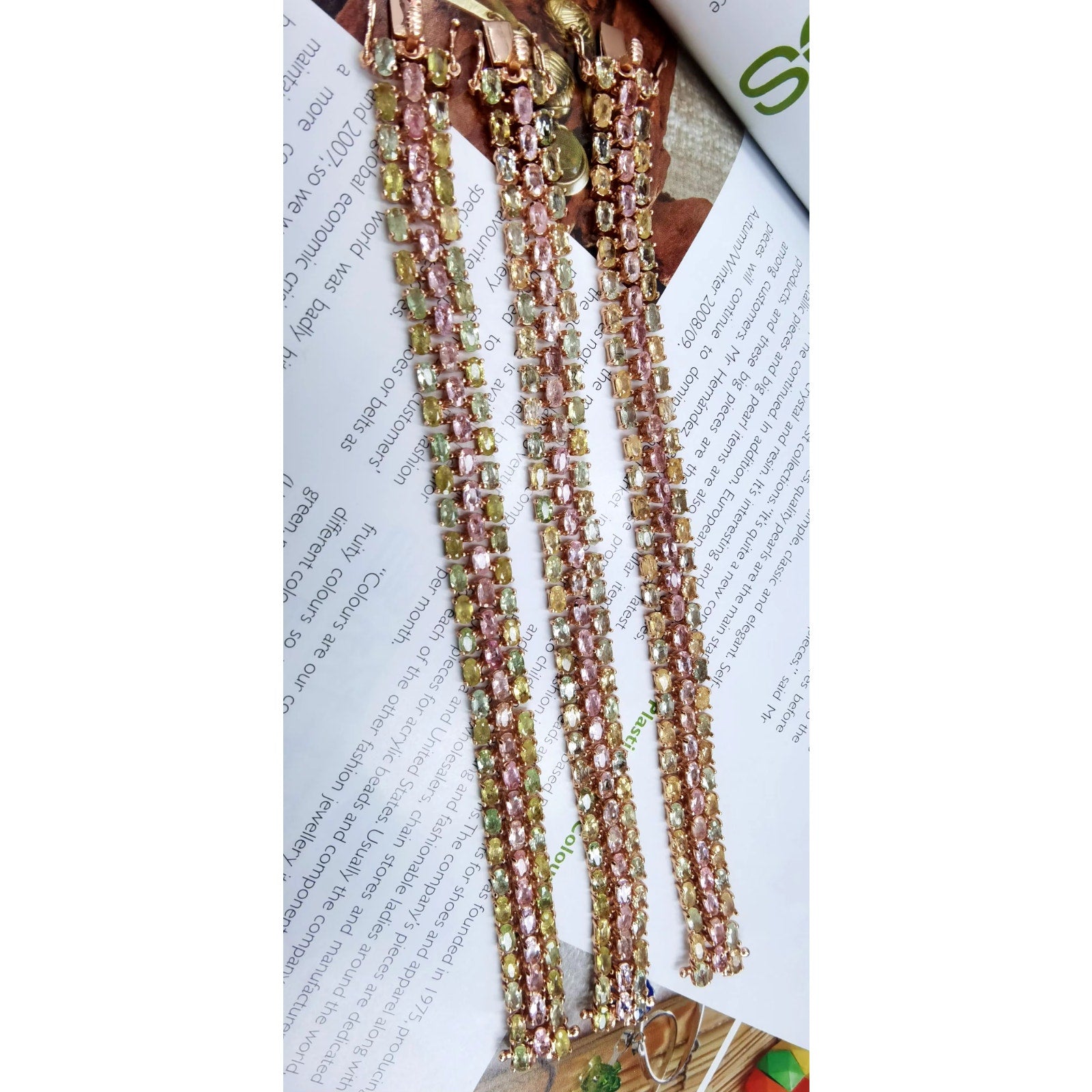 Natural Tourmaline Tennis Bracelet, Multilayer Tourmaline Bracelet Sterling