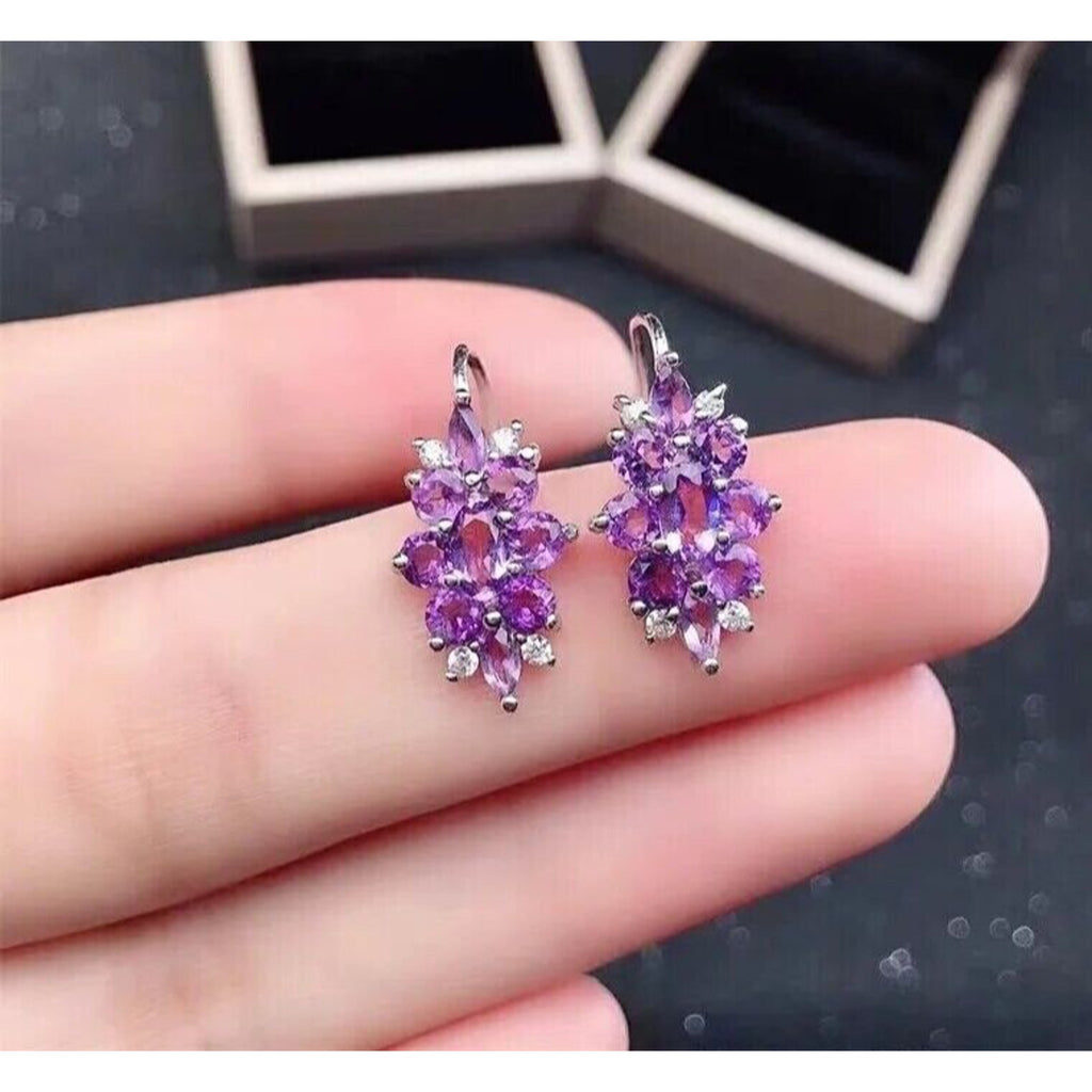 Amethyst Sterling Sterling Silver Earrings, Amethyst Earrings, Purple Amethyst