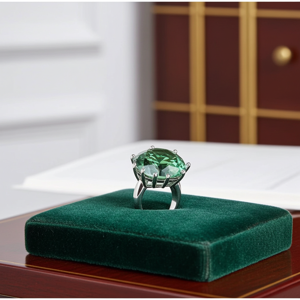 5CT VVS1 Round Brilliant Cut Green Moissanite Ring, Women's Moissanite Ring's