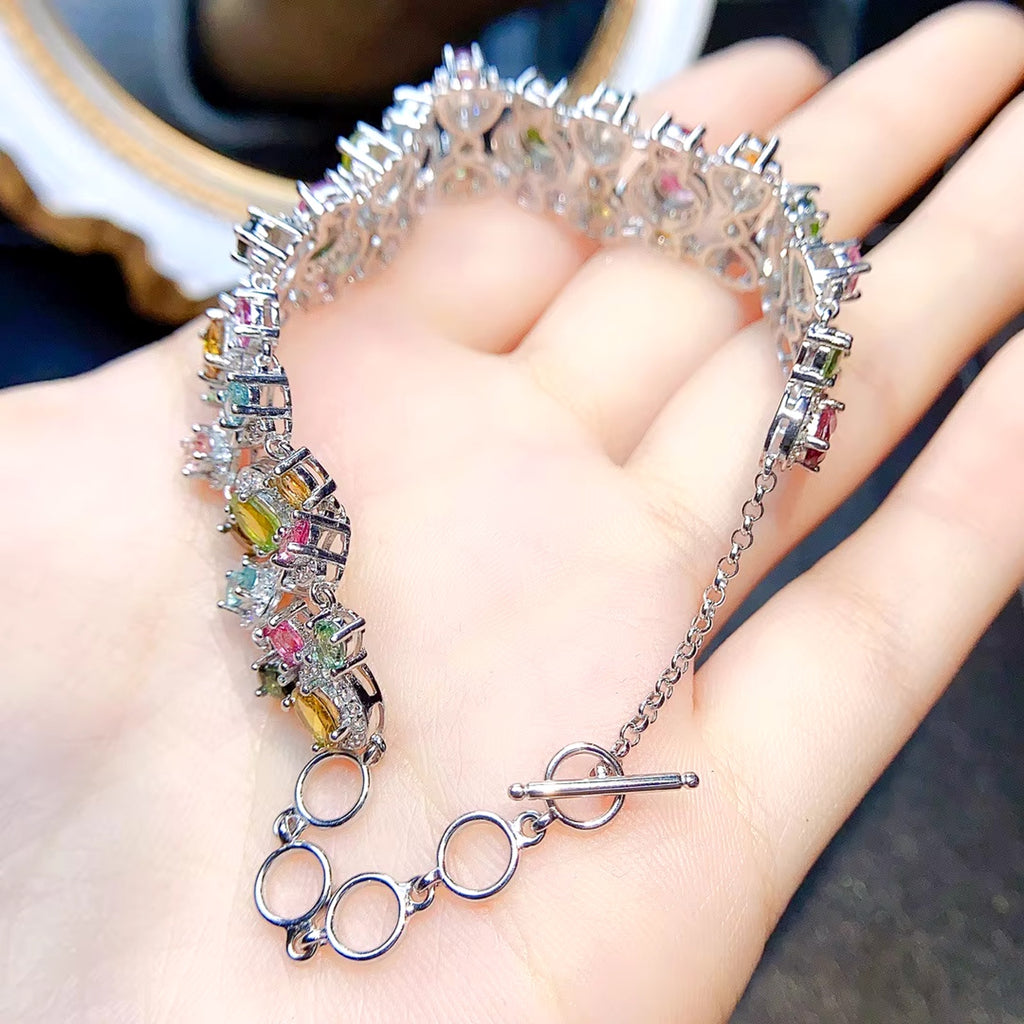 Natural Brazilian Tourmaline Multilayer Tennis Bracelet, Tourmaline Bracelet