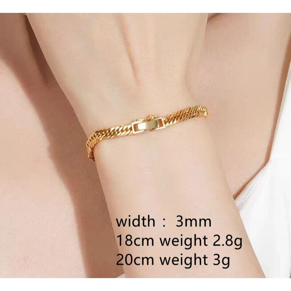 18k Gold Cuban Link Bracelet for Men or Women, 18k Gold Cuban Chain Bracelet