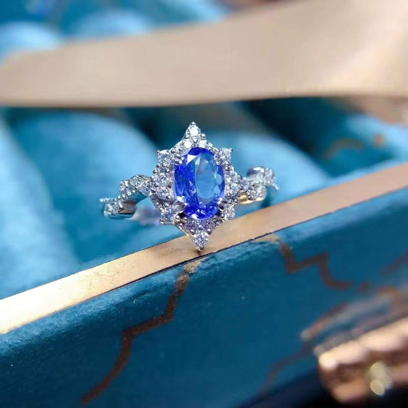 Tanzanite Ring, Natural Purple Tanzanite Ring Sterling Silver 5x7mm Tanzanite