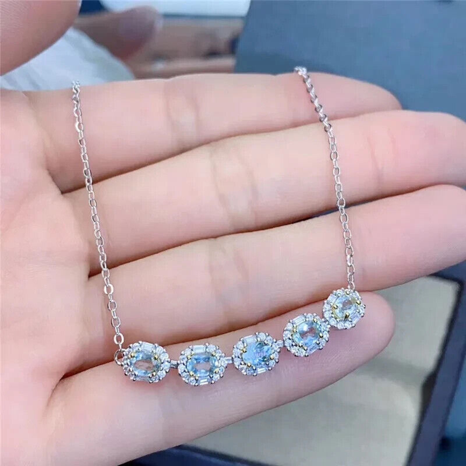 Natural Aquamarine Gemstone Bracelet, Women's Geniune Aquamarine Bracelet