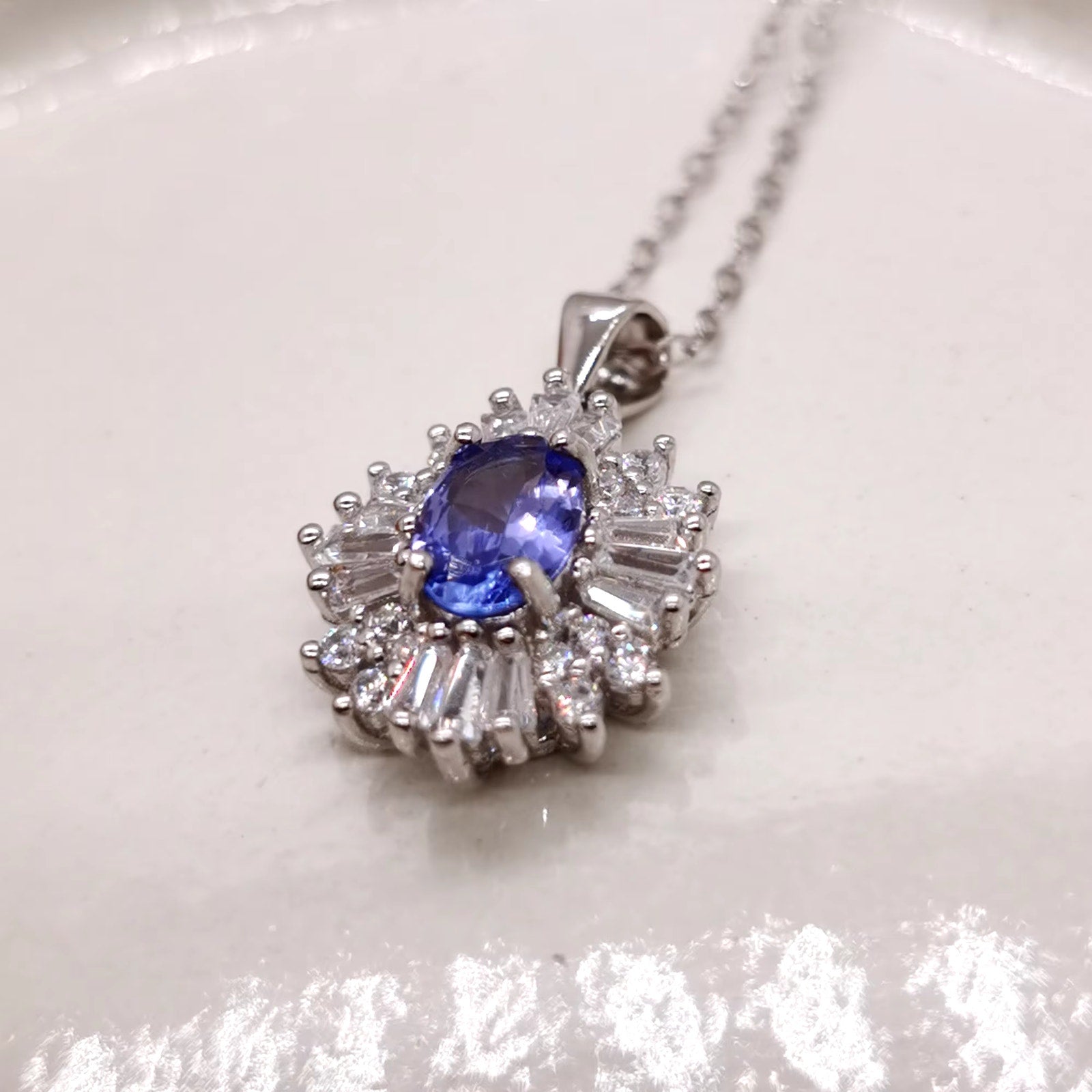 Purple Tanzanite Pendant Necklace, Natural Tanzanite Necklace For Women