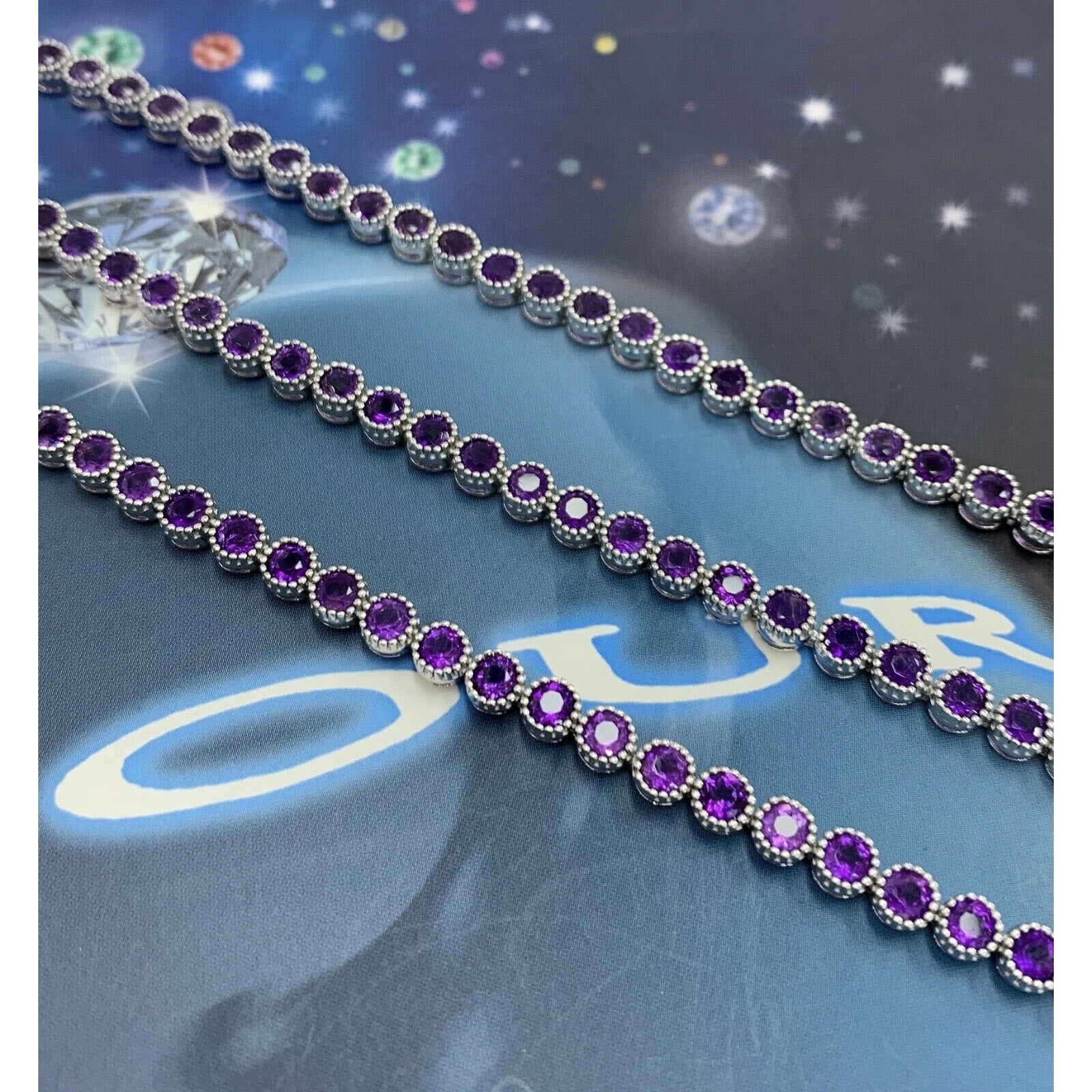 Women's Amethyst Tennis Bracelet, Sterling Silver Amethyst Bracelet