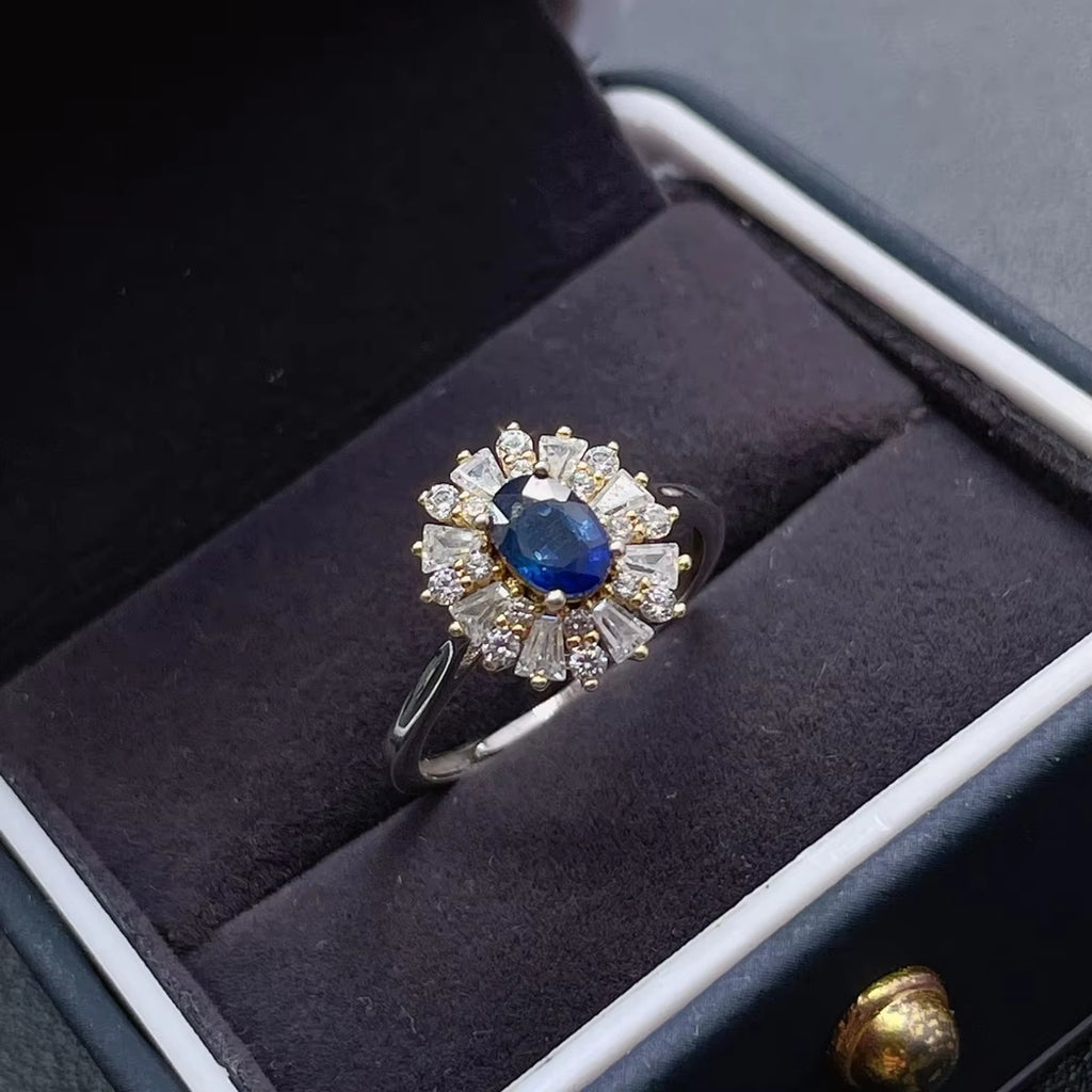 0.5CT Natural Sapphire Ring Platinum Plated, Sapphire Engagement Ring