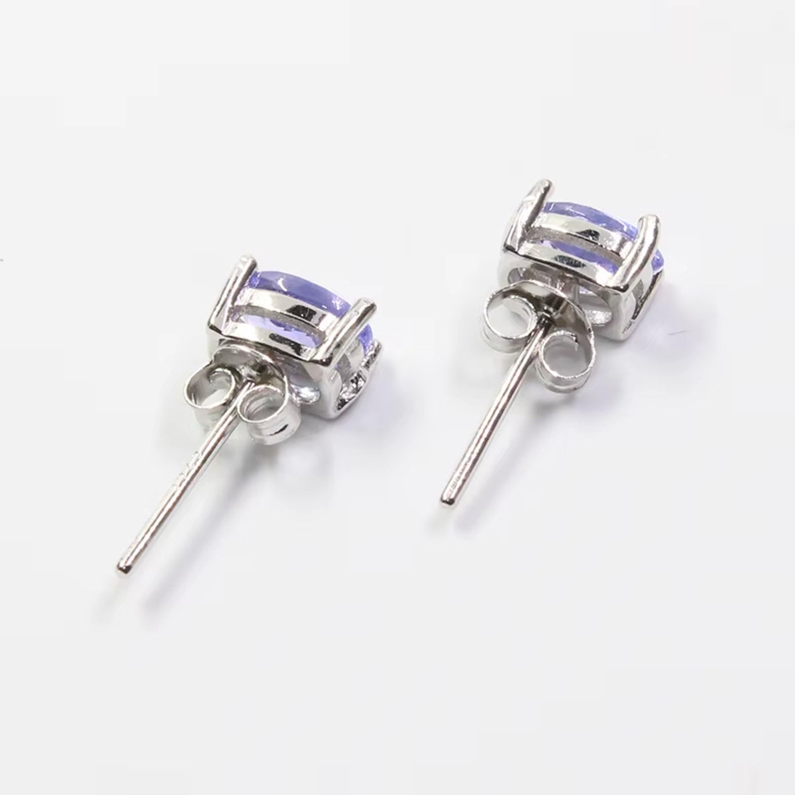 Purple Tanzanite Earrings 925 Sterling Silver, Natural Tanzanite Stud Earrings