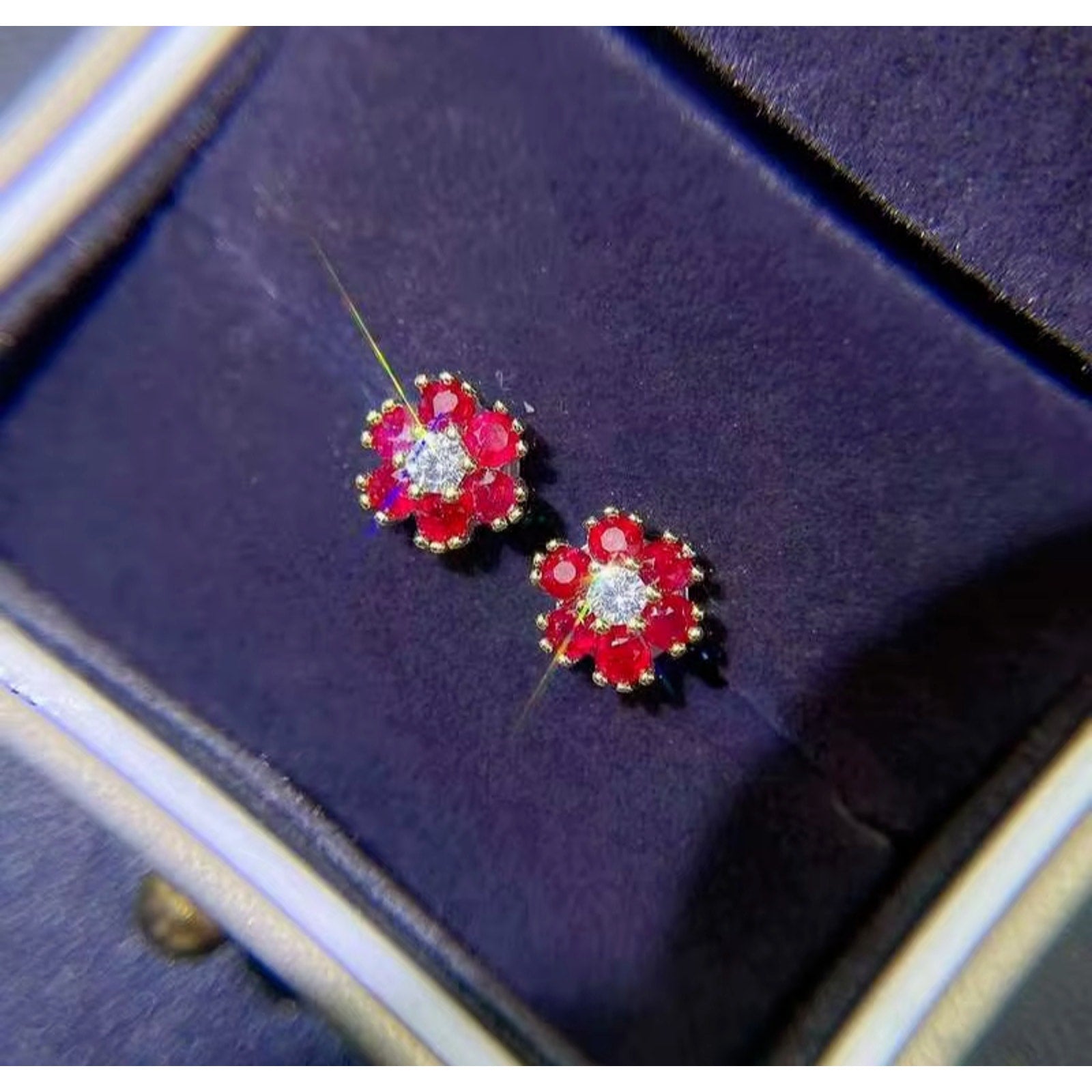 Ruby Earrings Sterling Silver 925 Stud Earrings for for Women Natural