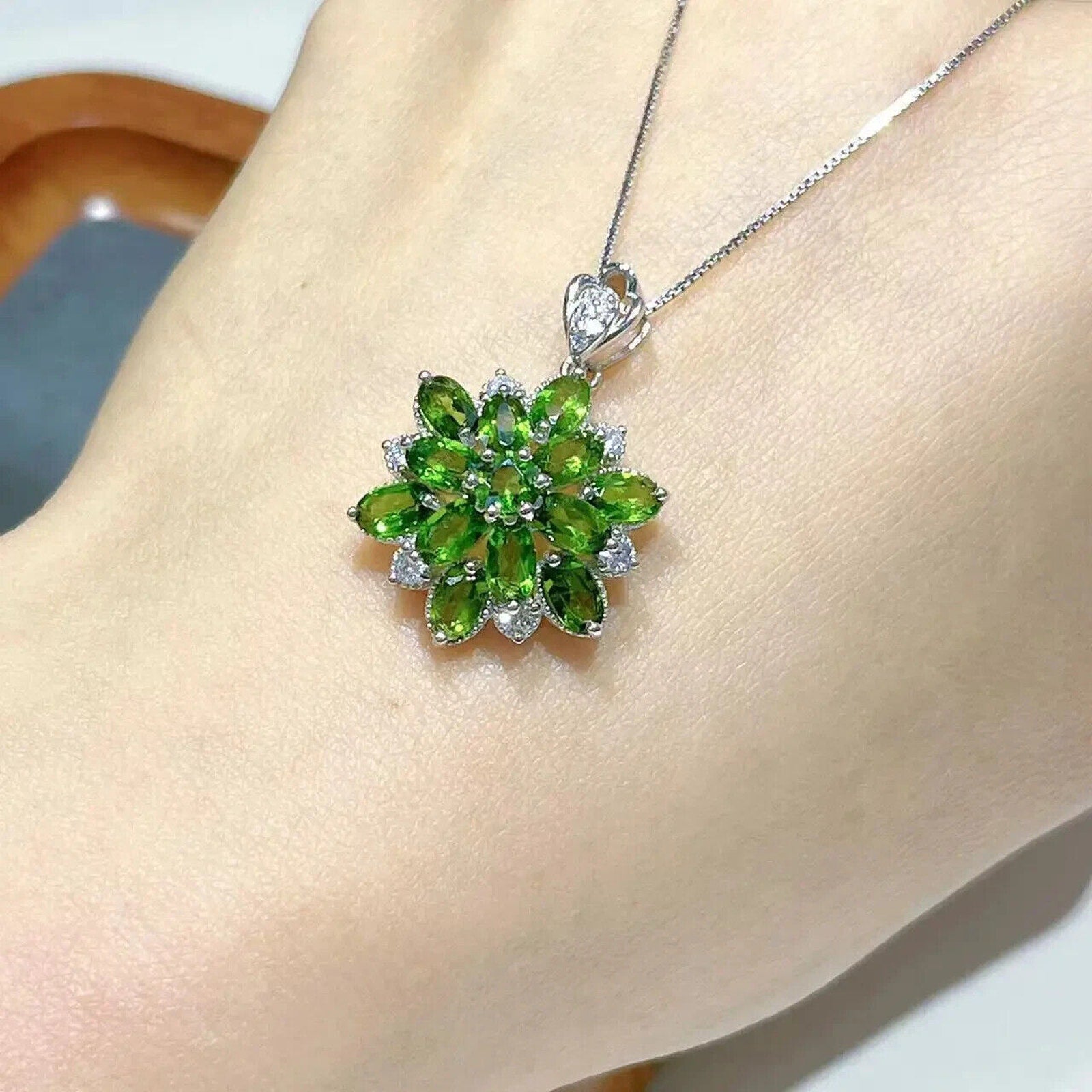 Chrome Diopside Pendant Statement Necklace, Chrome Diopside Pendant Necklace