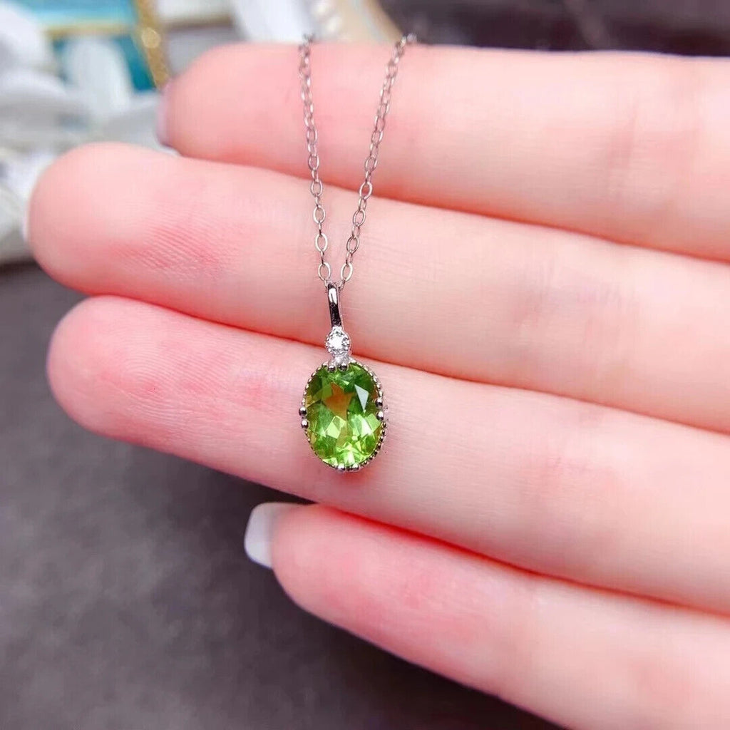 Peridot Gemstone Pendant Necklace, August Birthstone Peridot Pendant