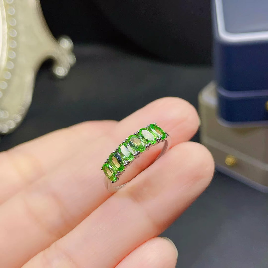 Tsavorite Ring, Natural Tsavorite Gemstone Band Ring VVS Grade 3x5mm