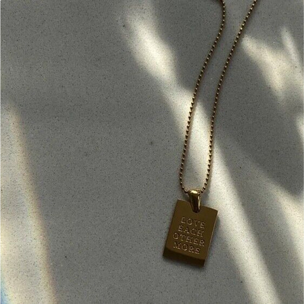 18k Gold Plated Hip Hip Message Necklace "Love Each Other More", Au750