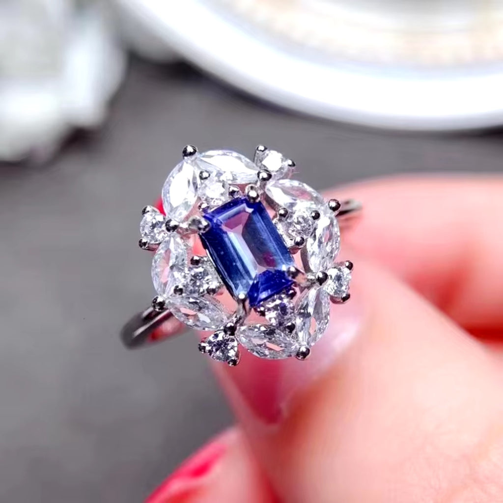 Purple Tanzanite Ring, Natural Tanzanite Rings For Women Sterling Silver