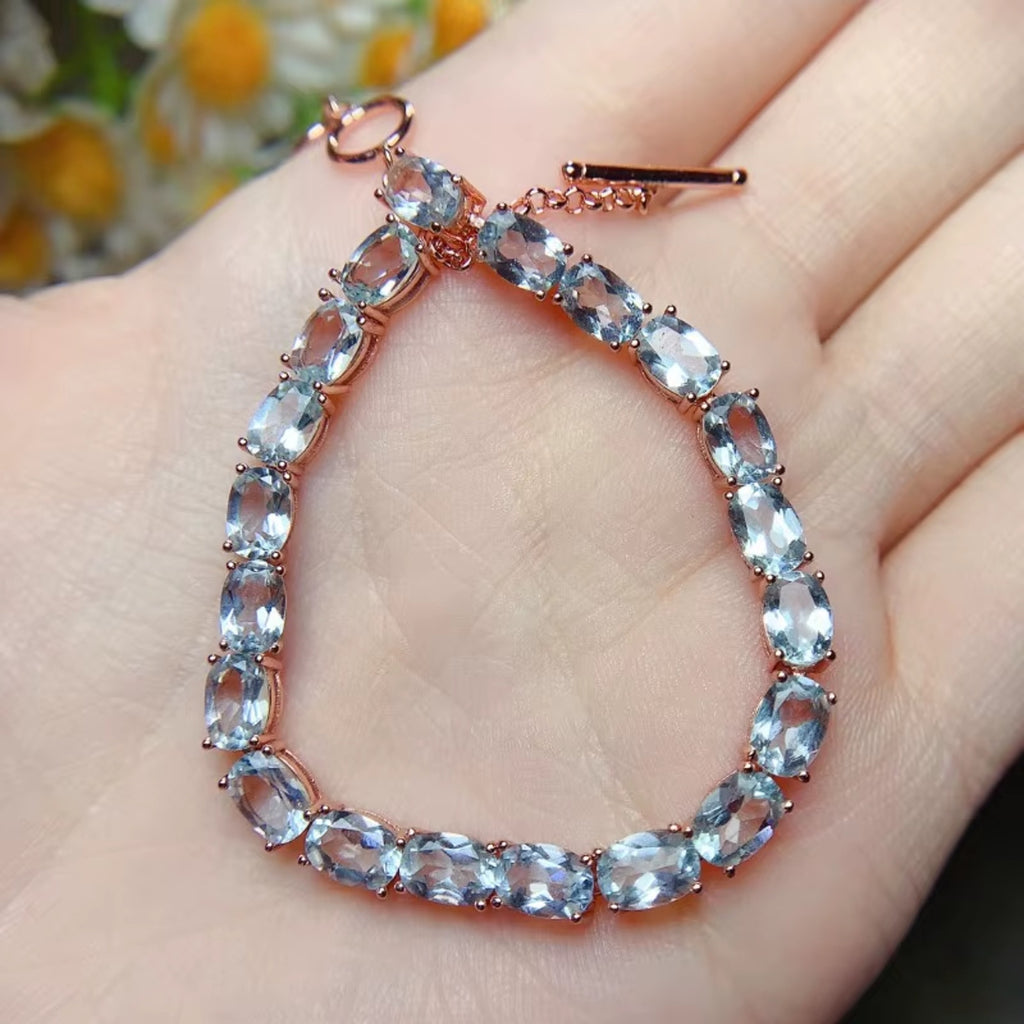 Aquamarine, Aquamarine Jewelry, Natural Aquamarine, Aquamarine Bracelet, Aquamarine Tennis Bracelet, Sterling Silver Aquamarine Bracelet, Natural Aquamarine Bracelet, Aquamarine Jewelry For Women, March Birthstone, March Birthstone Aquamarine, Aquamarine Gemstone, Aquamarine Jewelry For Women, 