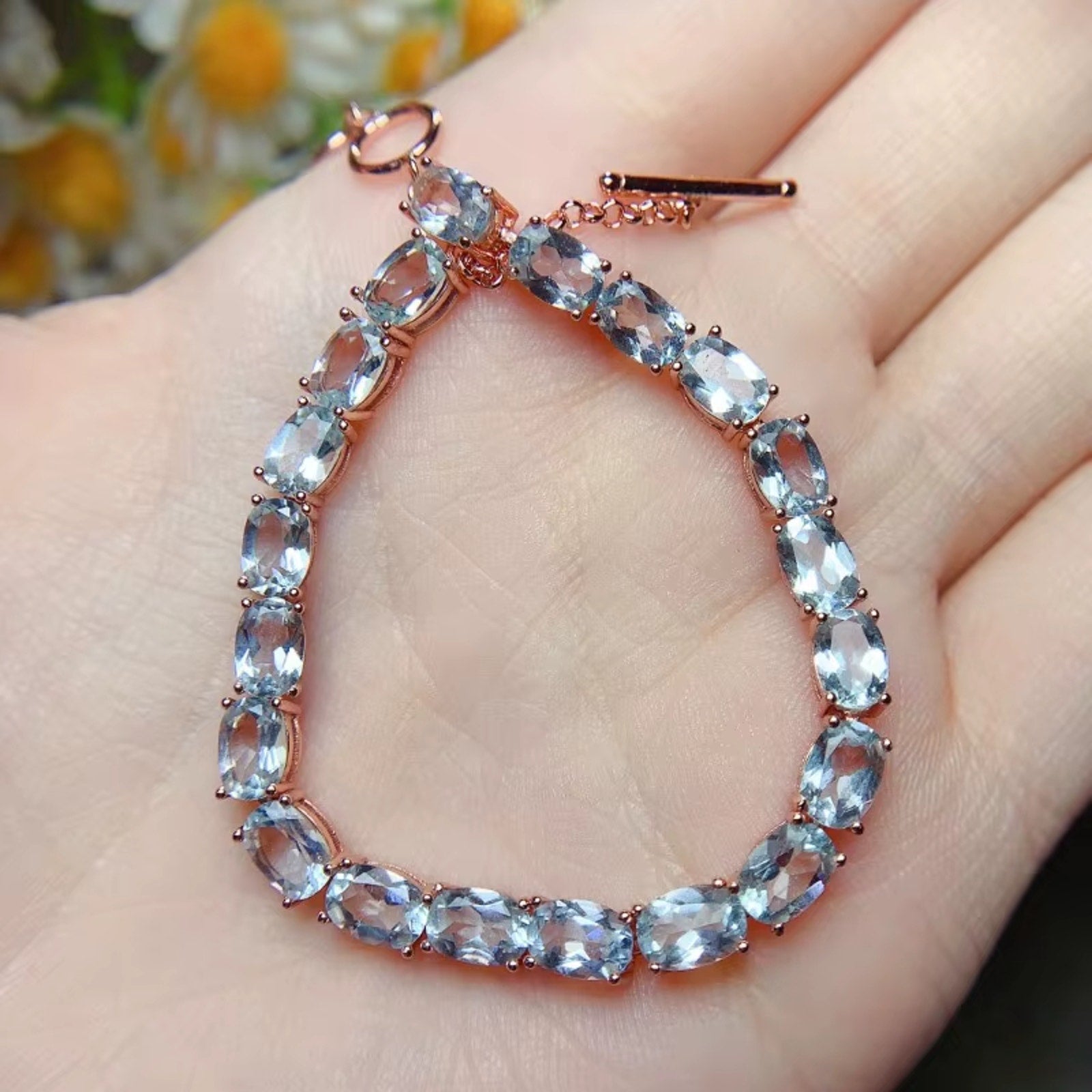 Aquamarine, Aquamarine Jewelry, Natural Aquamarine, Aquamarine Bracelet, Aquamarine Tennis Bracelet, Sterling Silver Aquamarine Bracelet, Natural Aquamarine Bracelet, Aquamarine Jewelry For Women, March Birthstone, March Birthstone Aquamarine, Aquamarine Gemstone, Aquamarine Jewelry For Women, 