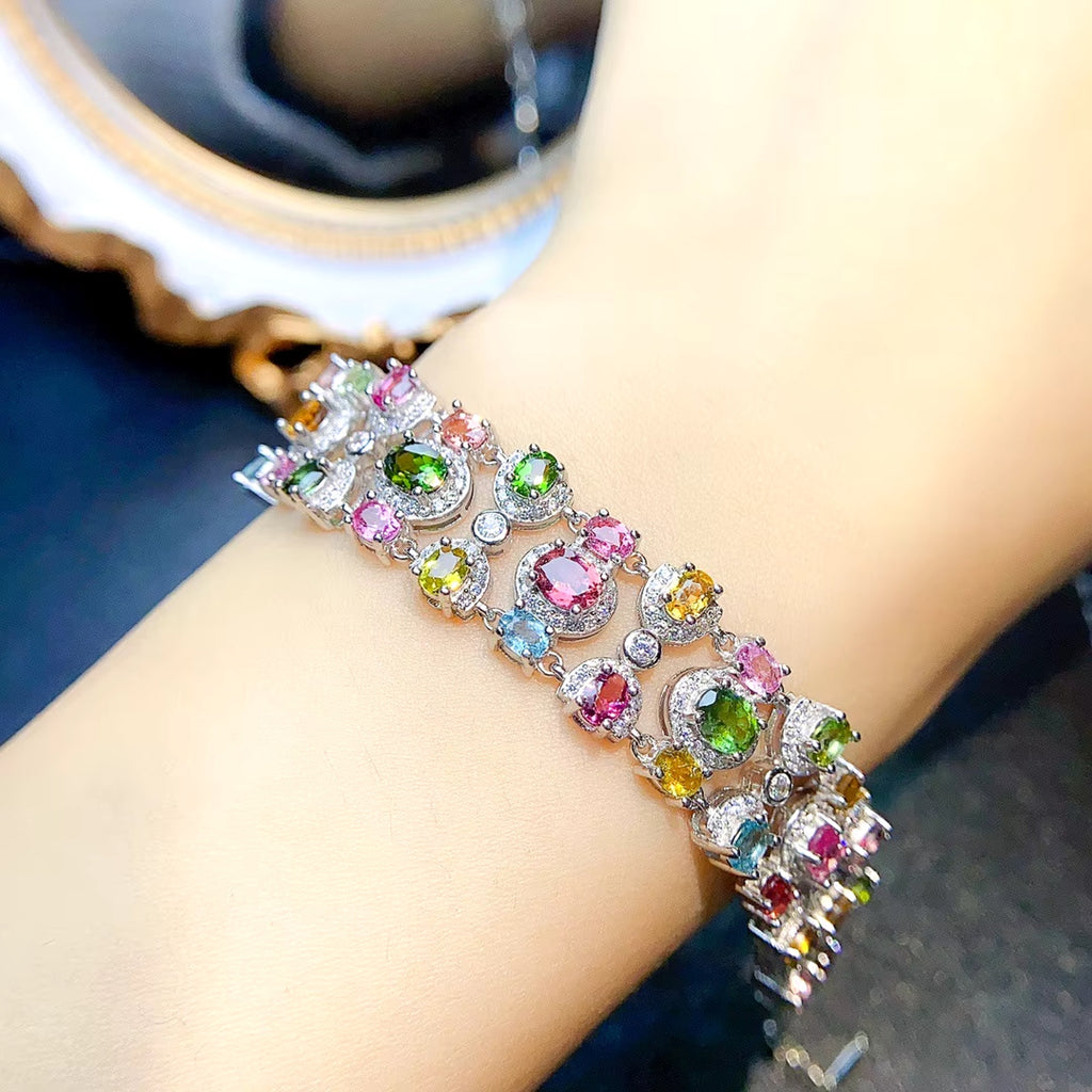 Natural Brazilian Tourmaline Multilayer Tennis Bracelet, Tourmaline Bracelet