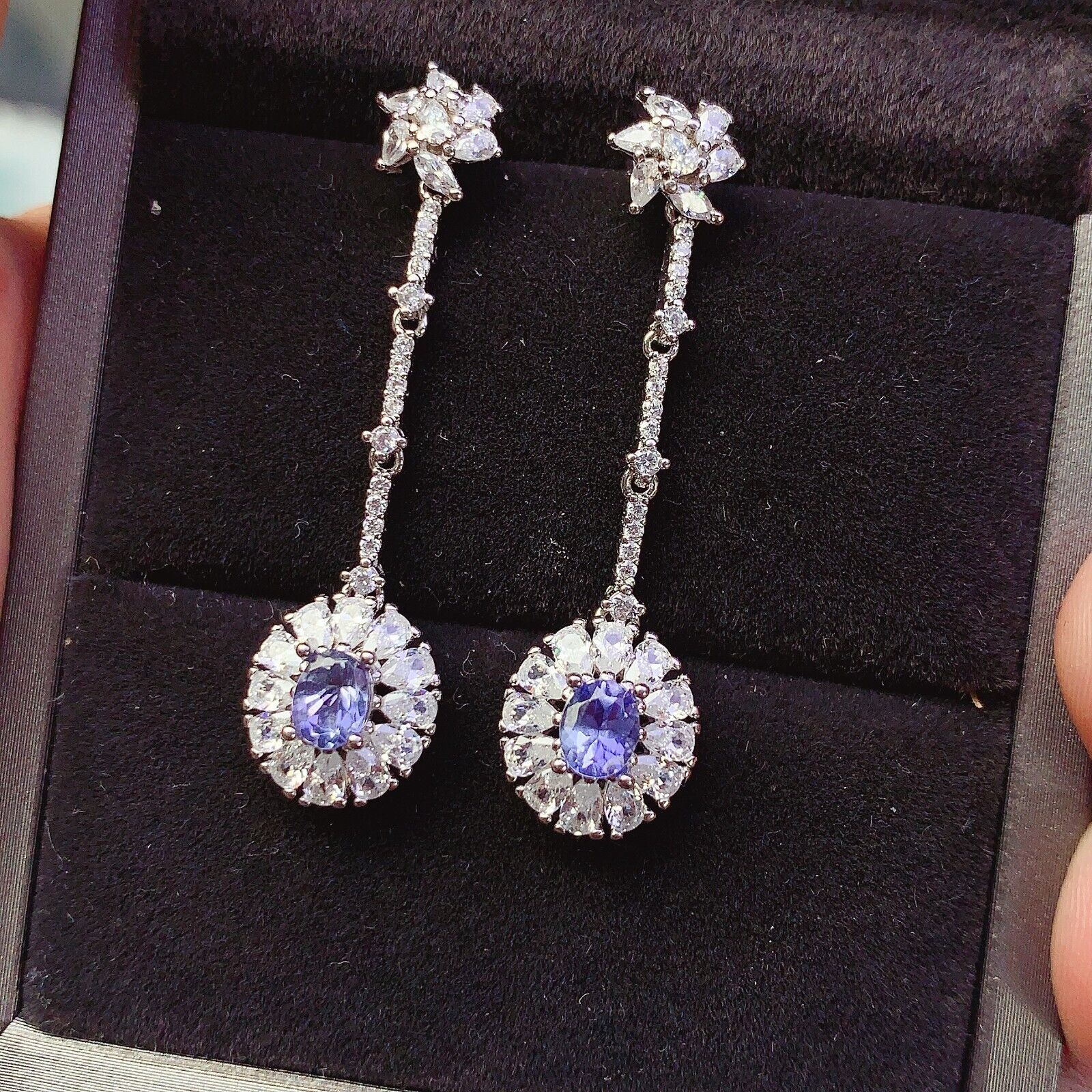 Natural Purple Tanzanite Drop Dangle Earrings VVS Grade 4x5mm