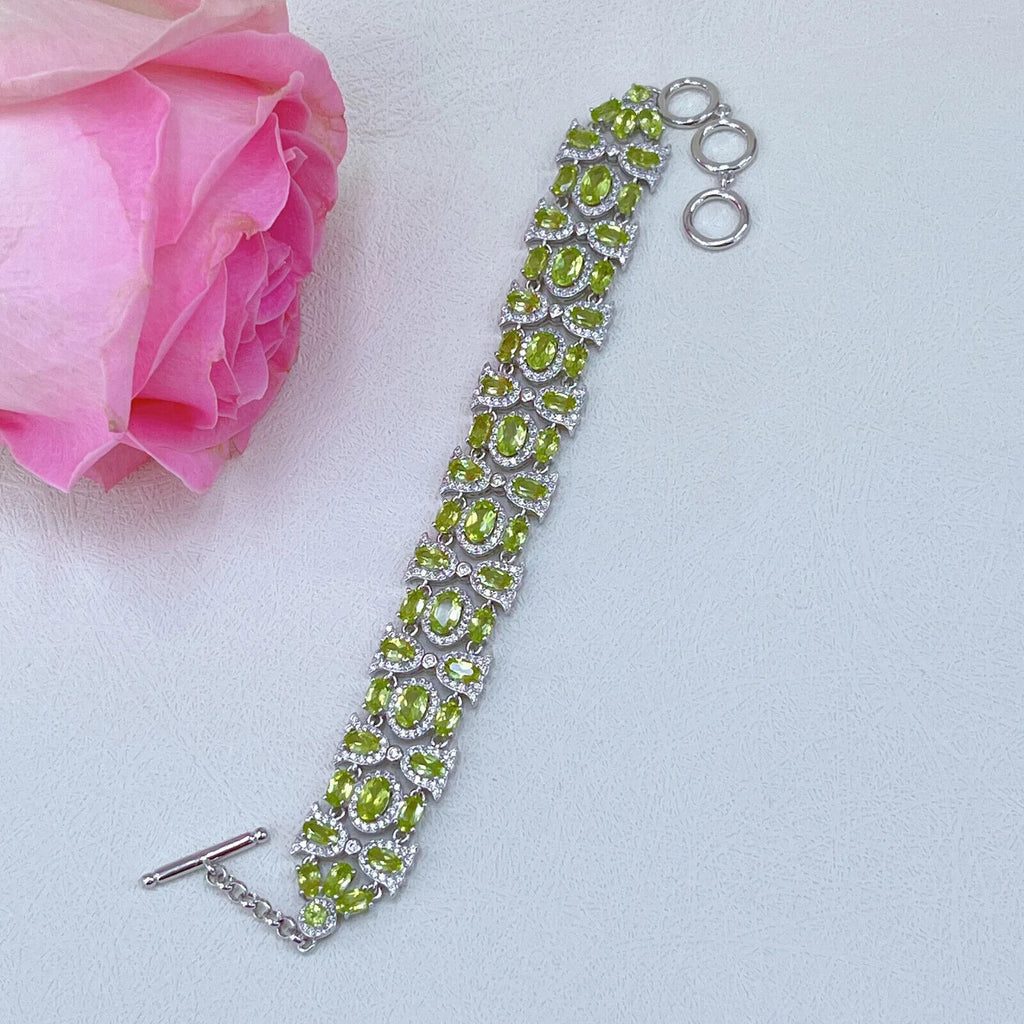 Women's Peridot Multilayer Tennis Bracelet, Natural Peridot Bracelet