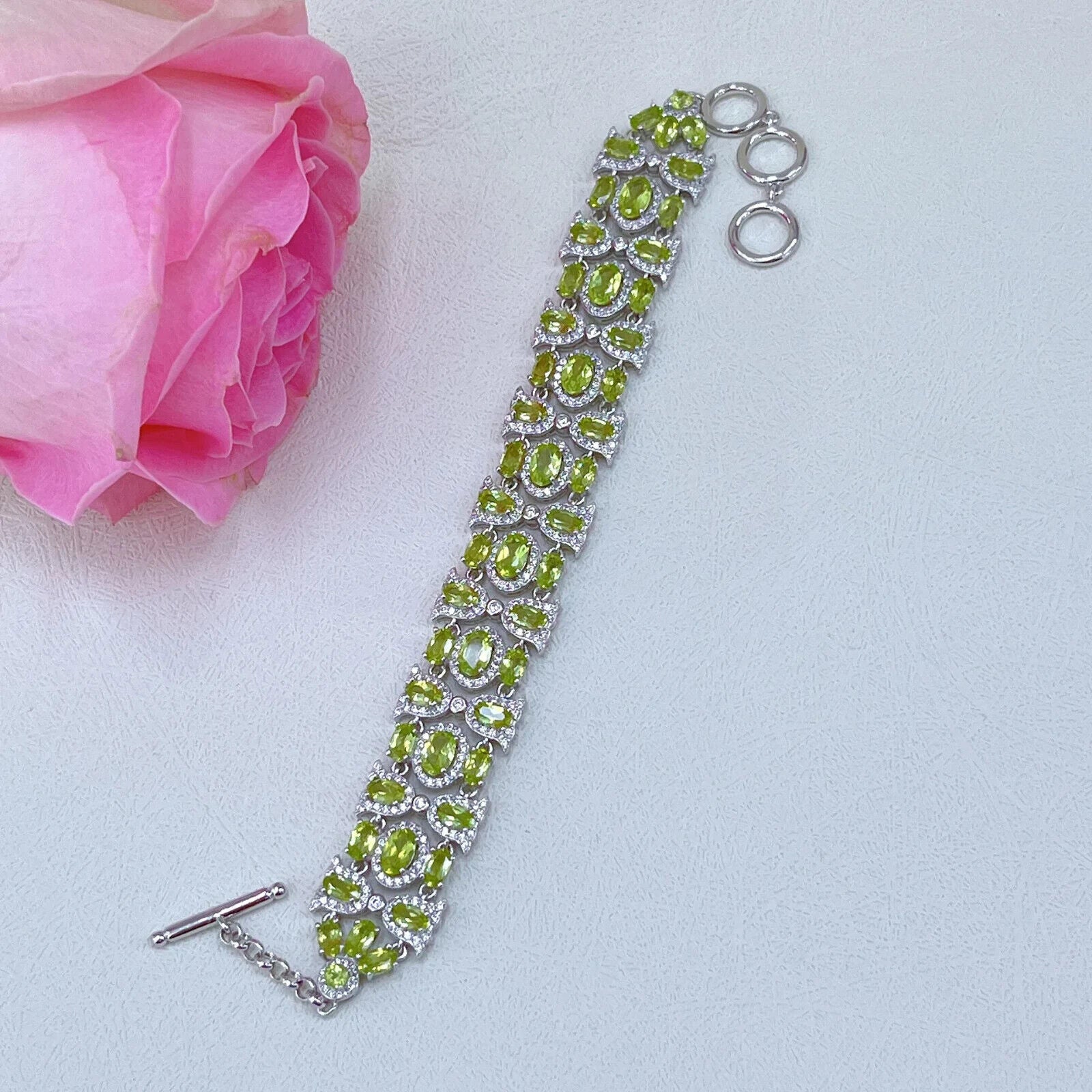 Women's Peridot Multilayer Tennis Bracelet, Natural Peridot Bracelet
