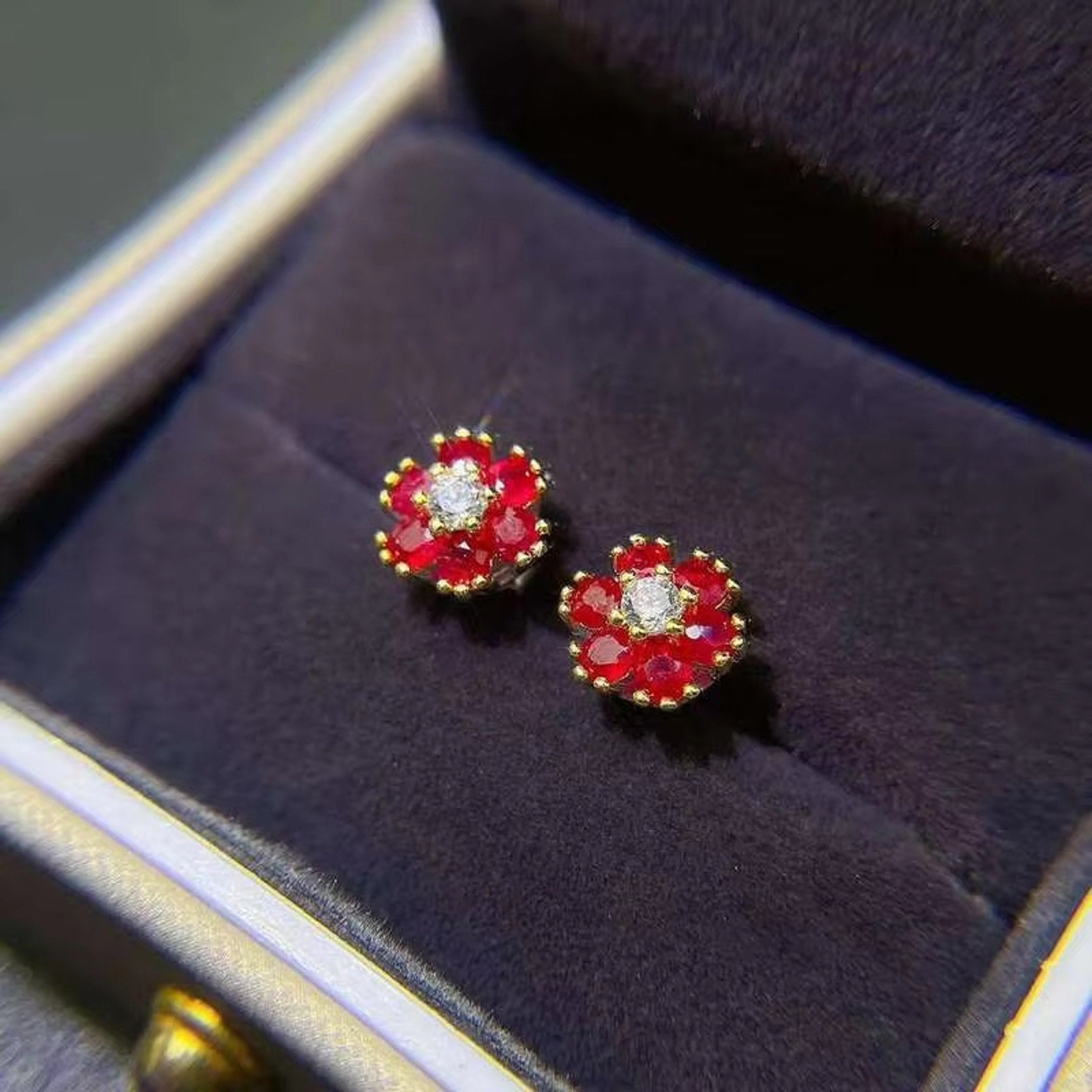 Ruby Earrings Sterling Silver 925 Stud Earrings for for Women Natural