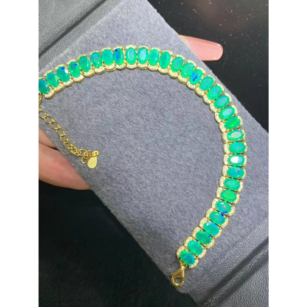Natural Green Opal AAAAA Bracelet, Genuine Green Opal Tennis Bracelet