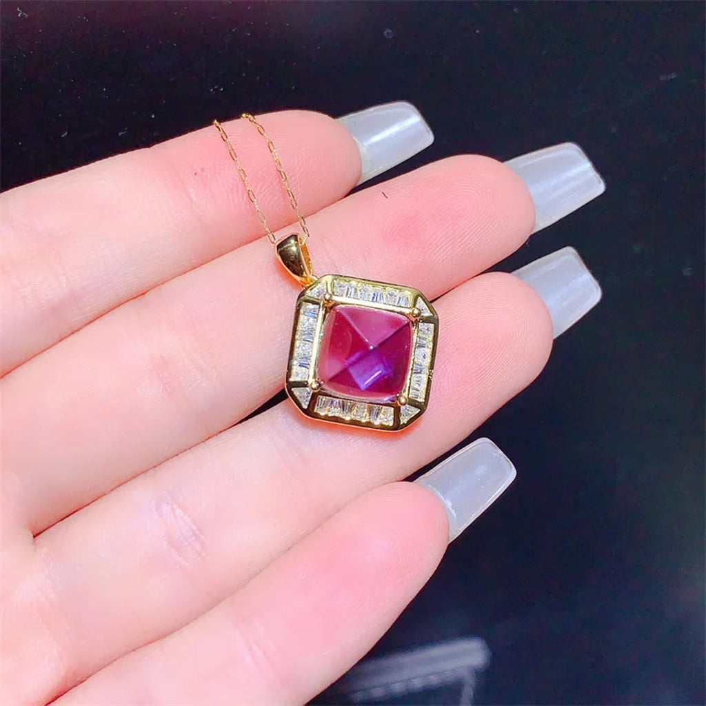 Women's Sugarloaf Amethyst Pendant Necklace, Natural Amethyst Pendant