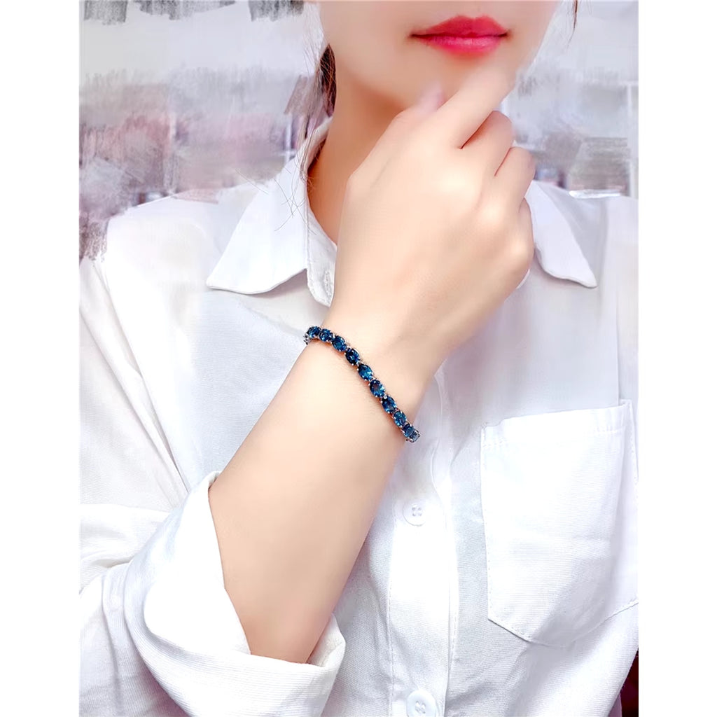 London Blue Topaz Tennis Bracelet 5x7mm VVS1 Grade