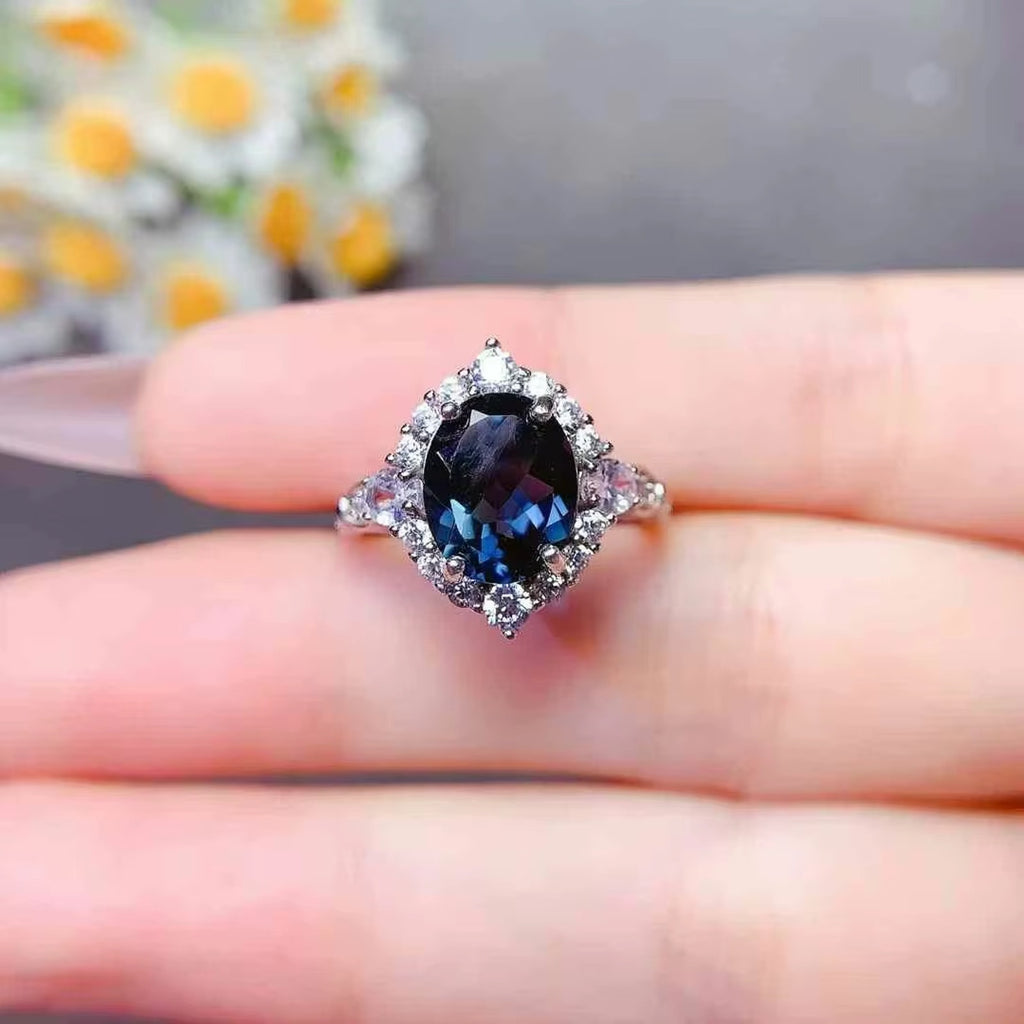 2CT London Blue Topaz Gemstone Ring 925 Sterling Silver Oval Cut 7x9mm