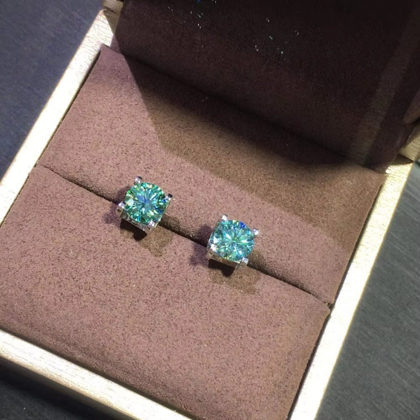 Moissanite Earrings, Moissanite Stud Earrings, Moissanite, White Moissanite, Green Moissanite, Moissanite Earrings Sterling Silver, VVS1 Moissanite Earrings, Green Moissanite Earrings, Green Moissanite Stud Earrings, Half Carat Moissanite Earrings, Women’s Green Moissanite Earrings, Green Moissanite Jewelry, Moissanite Jewelry, Round Brilliant Cut