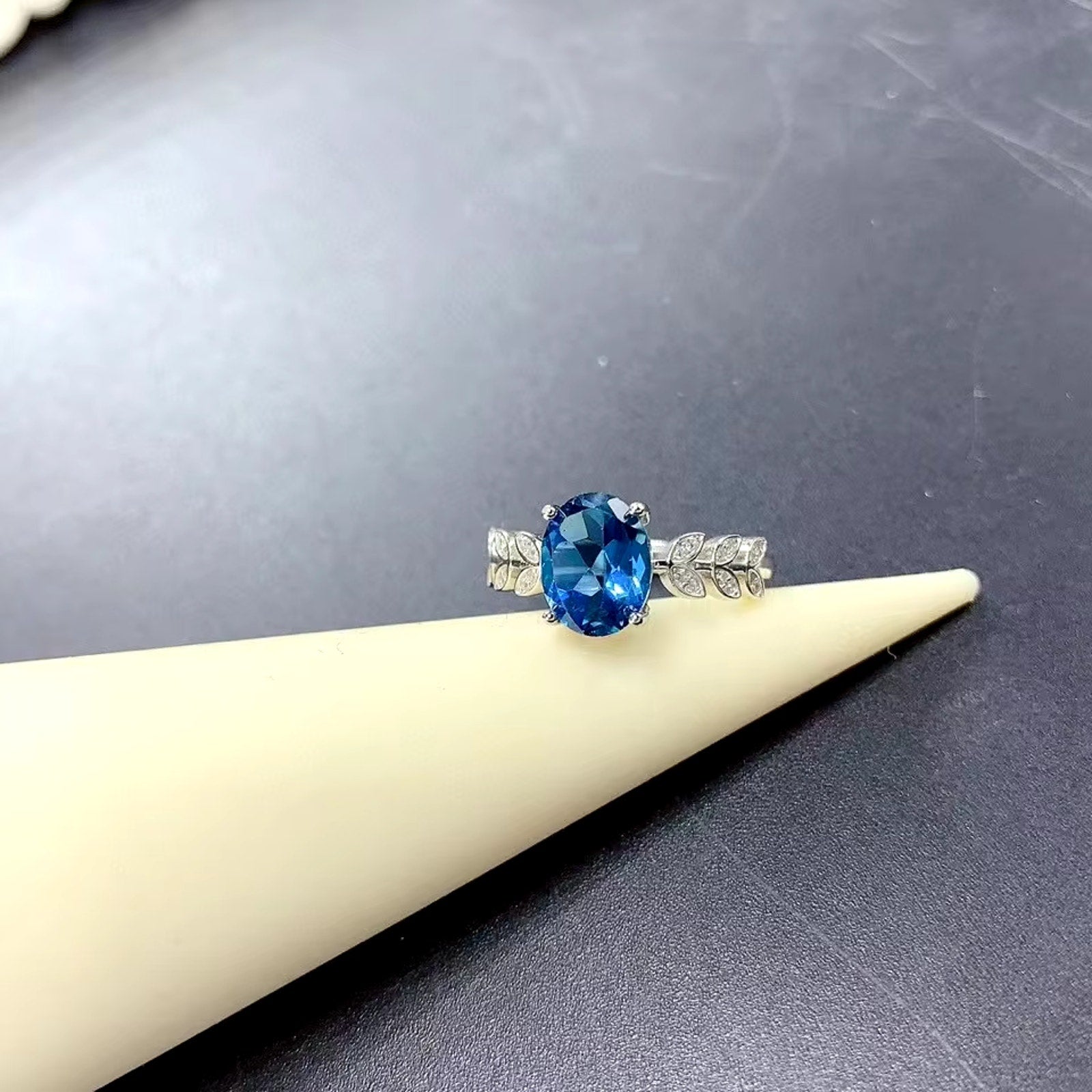 2CT VVS London Blue Topaz Ring Platinum Plated London Blue Topaz