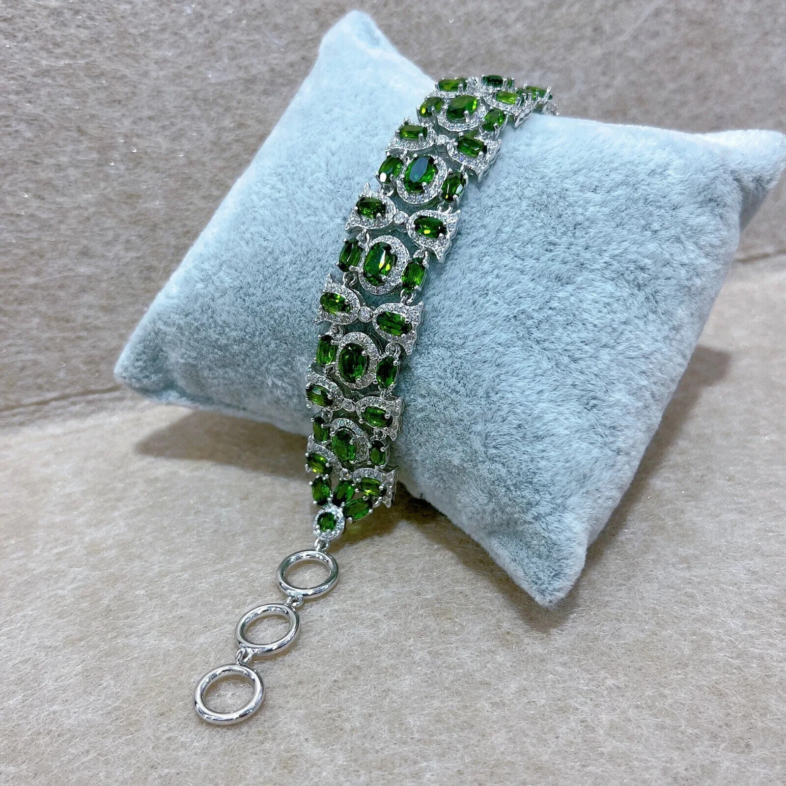 Chrome Diopside Multilayer Tennis Bracelet, Natural Gemstone Bracelet CZ