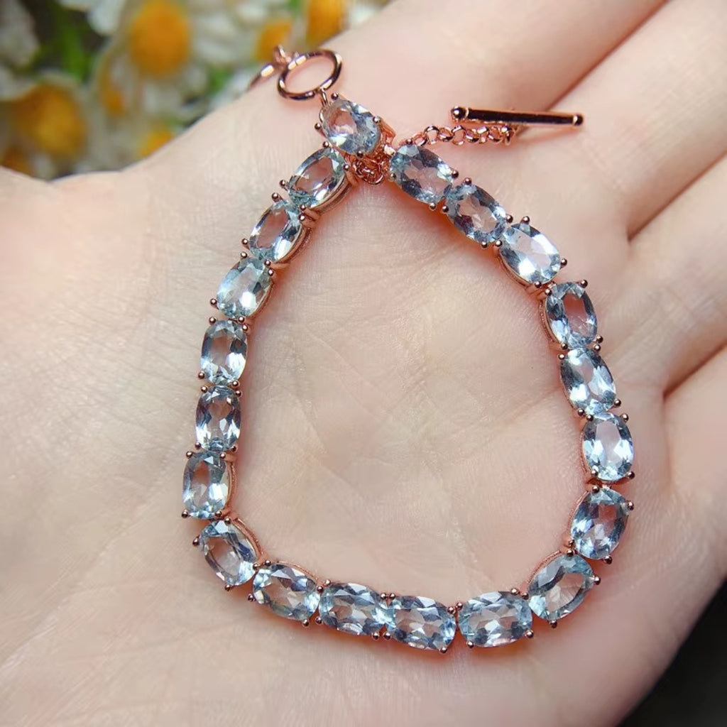 Aquamarine, Aquamarine Jewelry, Natural Aquamarine, Aquamarine Bracelet, Aquamarine Tennis Bracelet, Sterling Silver Aquamarine Bracelet, Natural Aquamarine Bracelet, Aquamarine Jewelry For Women, March Birthstone, March Birthstone Aquamarine, Aquamarine Gemstone, Aquamarine Jewelry For Women, 