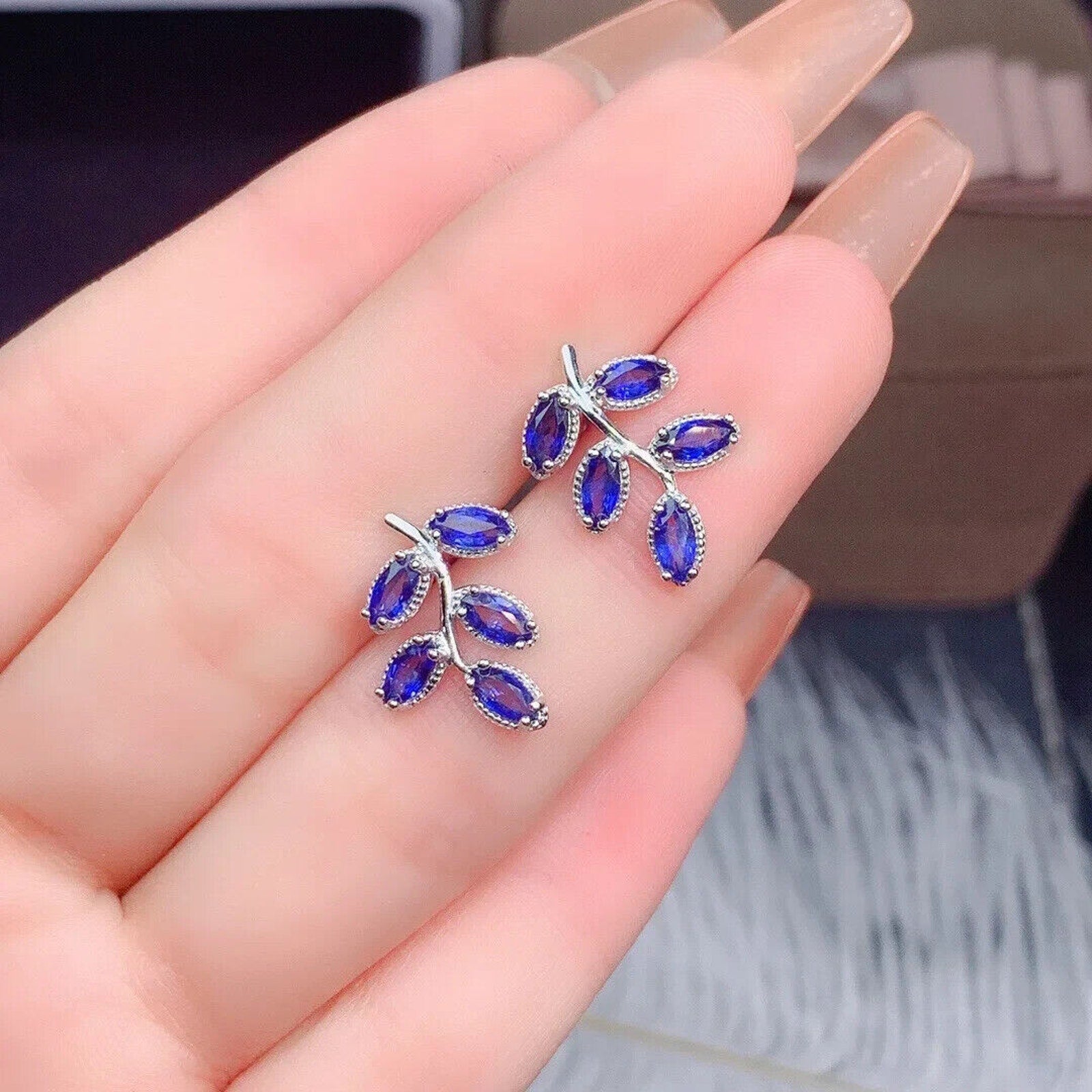 Sapphire Earrings, Natural Sapphire Stud Earrings, Sapphire Stud Earrings, Sterling Silver Sapphire Earrings, Sapphire, Natural Sapphire Earrings, 925 Sterling Silver, Blue Sapphire Earrings, Natural Blue Sapphire Earrings, Natural Blue Sapphire, Blue Sapphire, Bright Blue Sapphire, 925 Sterling Silver, Sapphire Earrings, Dainty, Dainty Stud Earrings, Dainty Sapphire Earrings, Women’s Sapphire Earrings, Anniversary Gift Sapphire, Sapphire September Birthstone, September Birthstone Sapphire