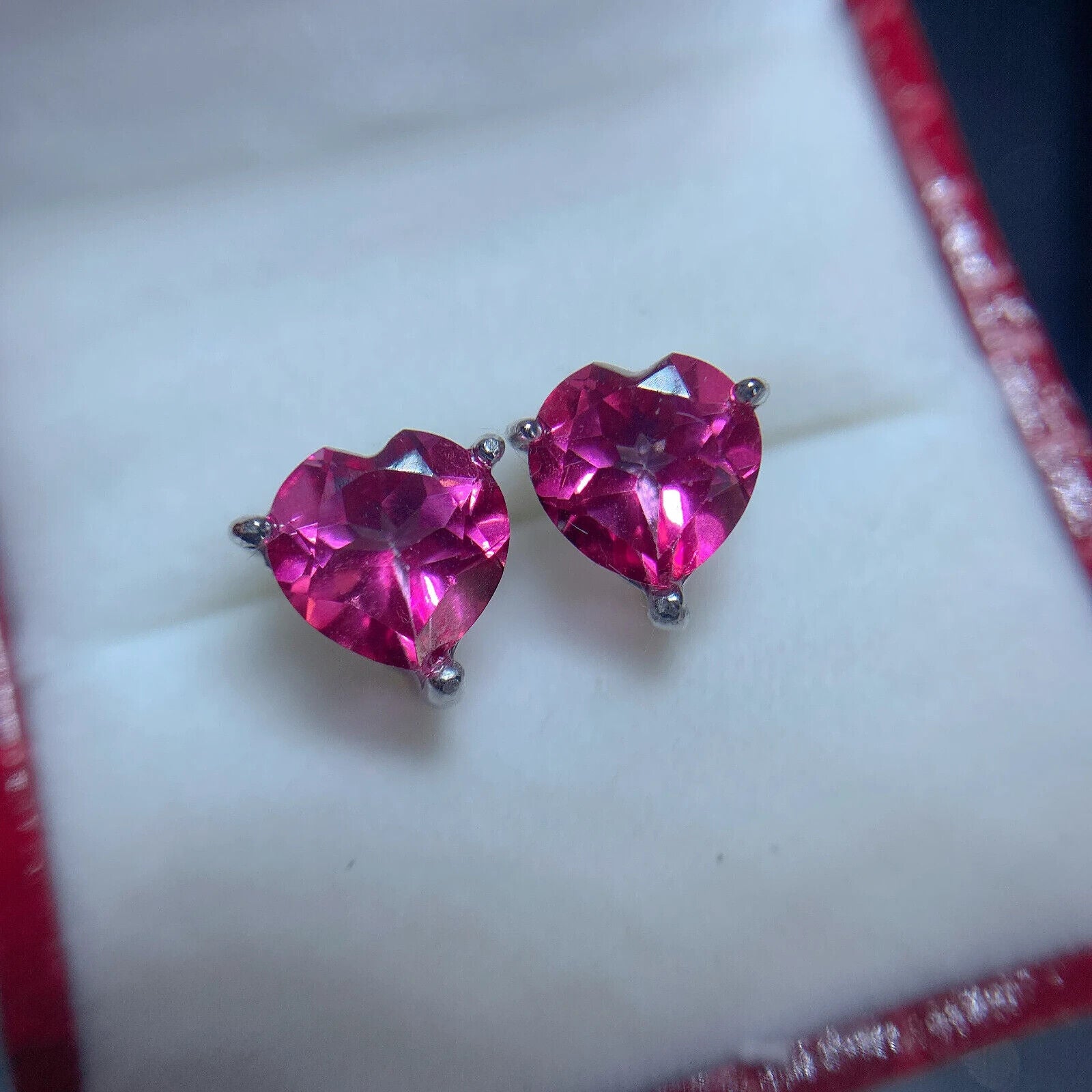 Pink Topaz Heart Stud Earrings – 8mm Natural Gemstone | 925 Sterling Silver