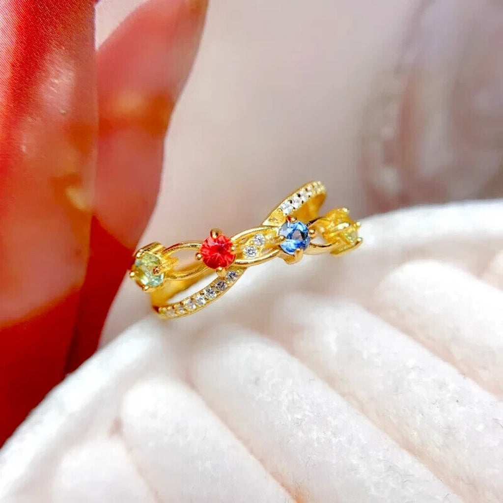 Natural Sapphire Cocktail Band Ring, Women's Natural Sapphire Rings Gold