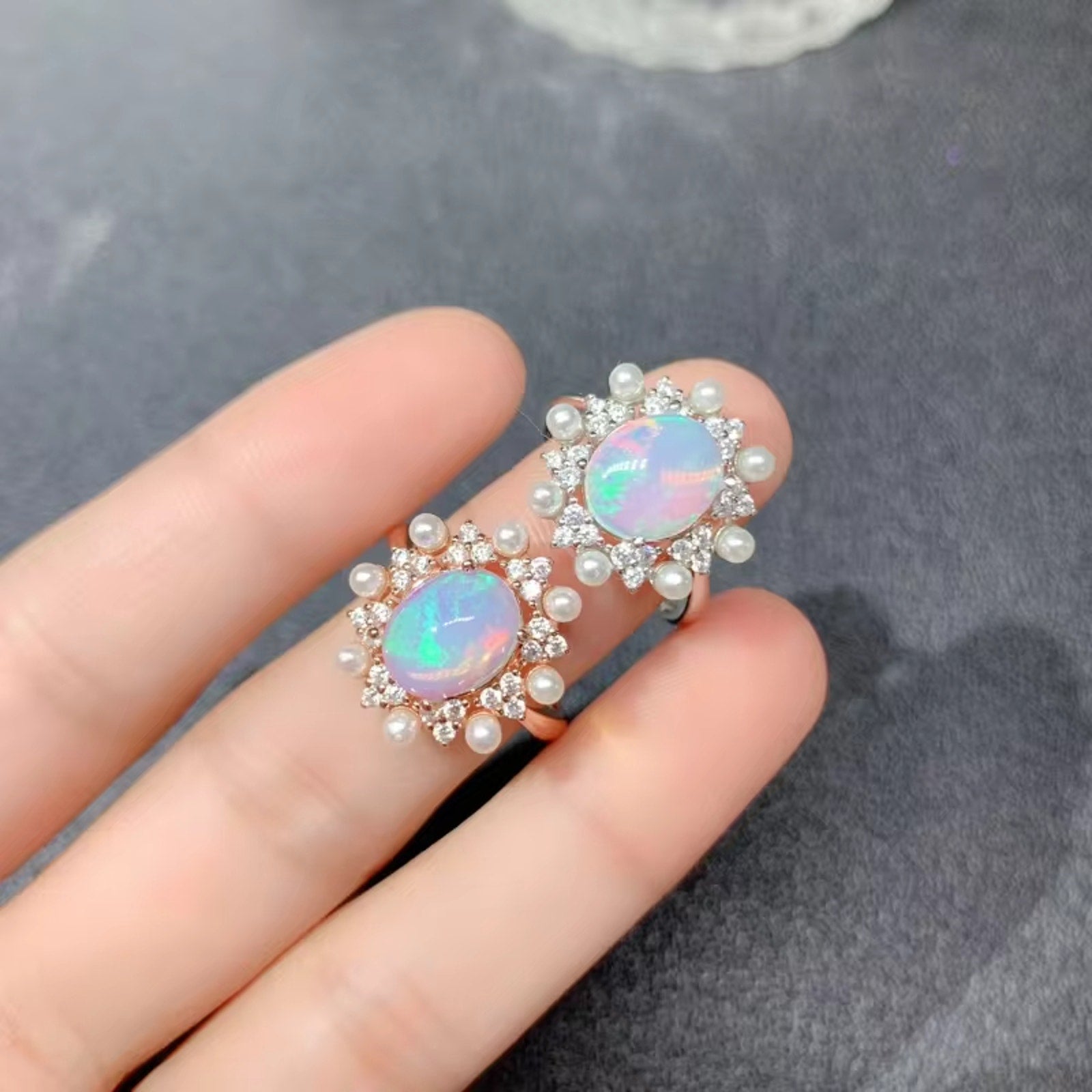 Natural Fire Opal and Faux Pearl Jewelry Set, Opal and Pearl Pendant Necklace