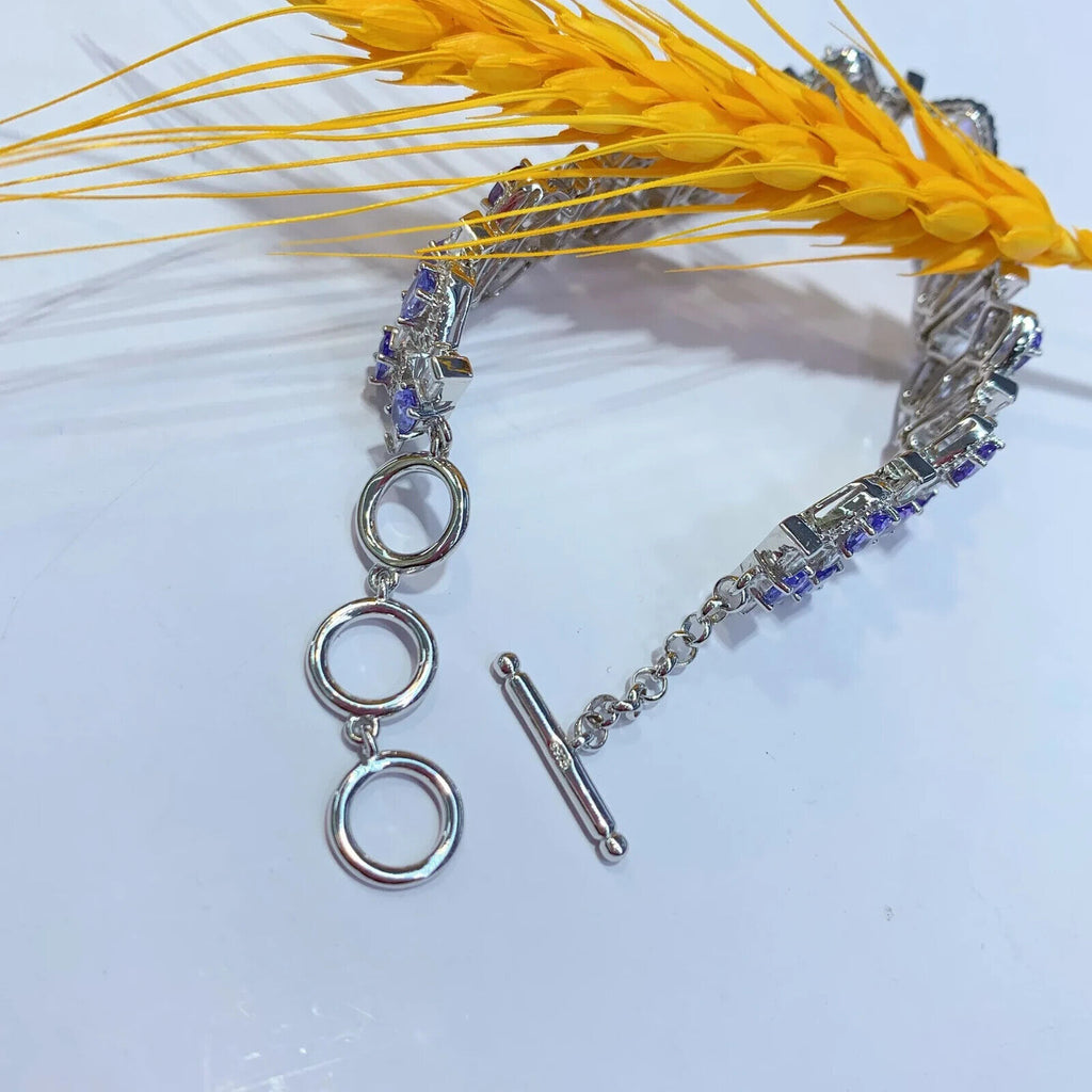 Natural Purple Tanzanite 3 Layer Tennis Bracelet, Women's Tanzanite Jewelry