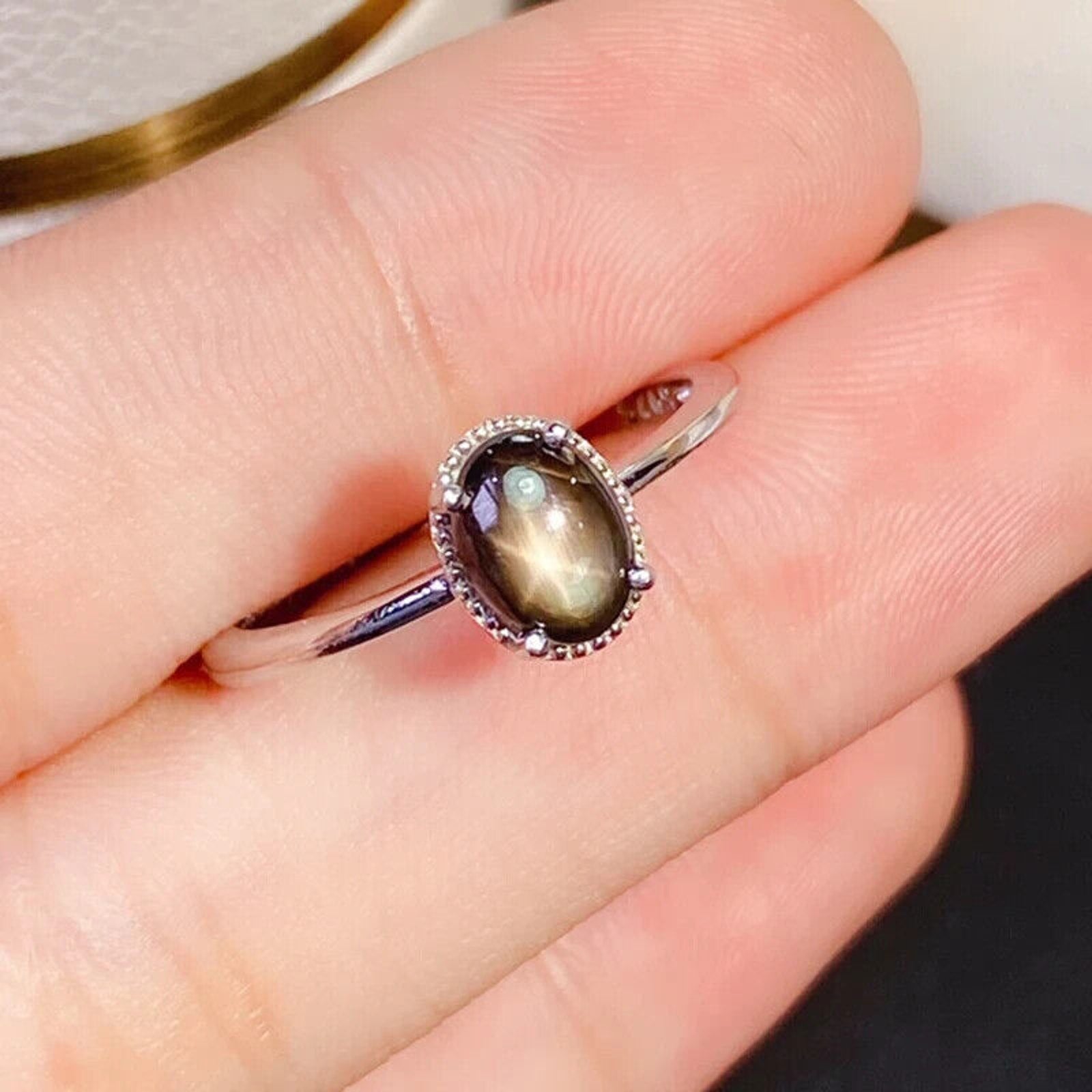 Star Sapphire, Natural Star Sapphire Ring, Star Light Sapphire Ring 925 Sterling