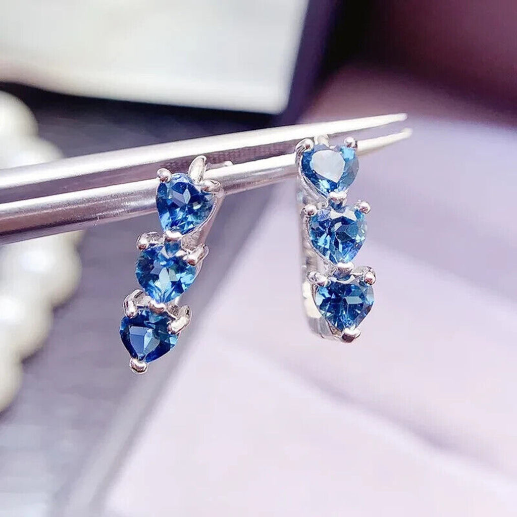London Blue Topaz Clip Earrings, Women's London Blue Topaz Jewelry,  London Blue Topaz Earrings, Women's London Blue Topaz Earrings, London Blue Topaz Jewelry, Natural London Blue Topaz Gemstone Jewelry, Women's London Blue Topaz Earrings, London Blue Topaz, London Blue Topaz Earrings, London Blue Topaz Earrings, Women's London Blue Topaz Jewelry, Sterling Silver London Blue Topaz Jewelry, December Birthstone London Blue Topaz